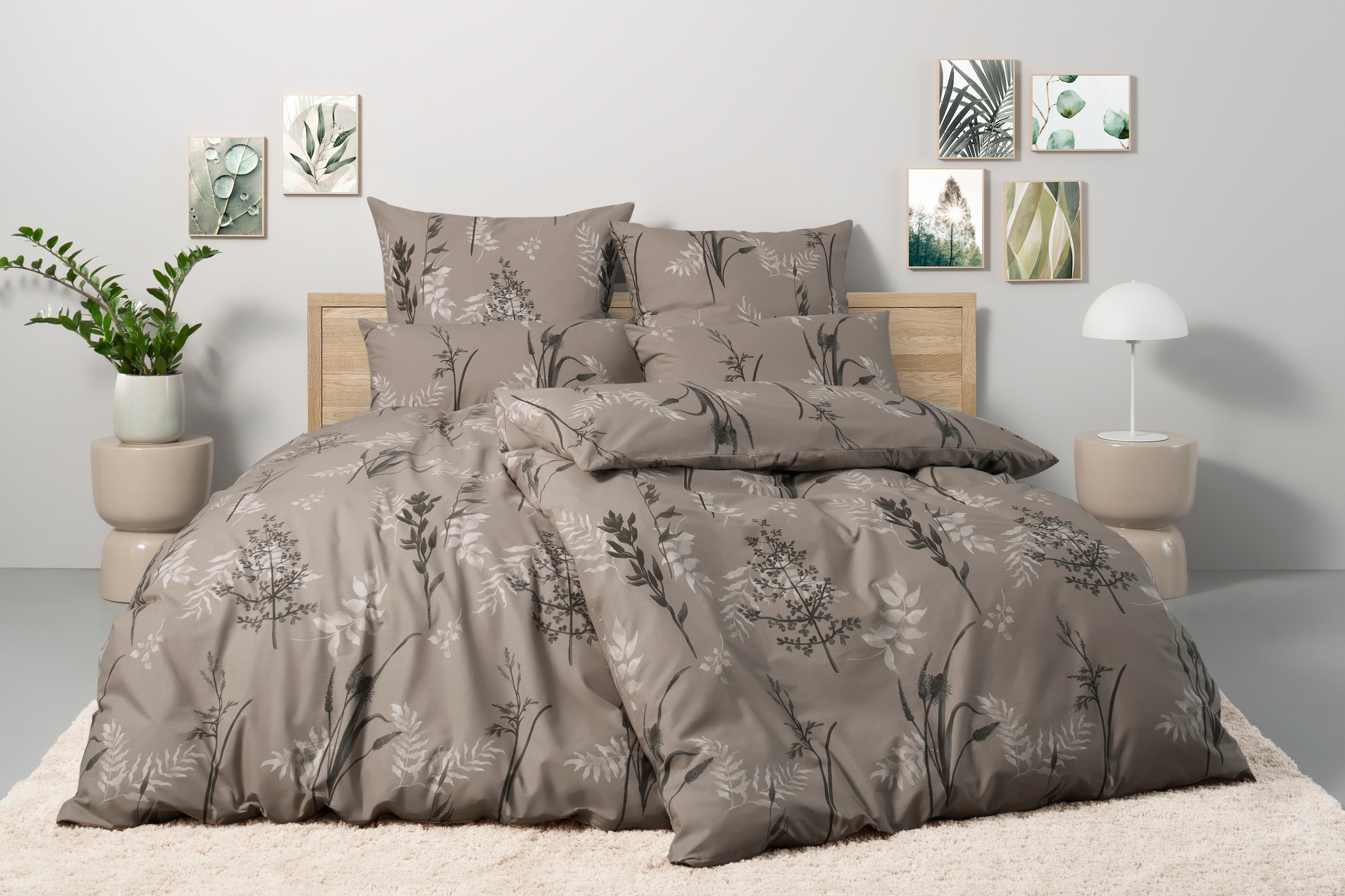 BIERBAUM Bettwäsche »Hellena« 2 Stk. in Gr. 135x200 oder 155x220 cm, 100% Baumwolle, Gräser