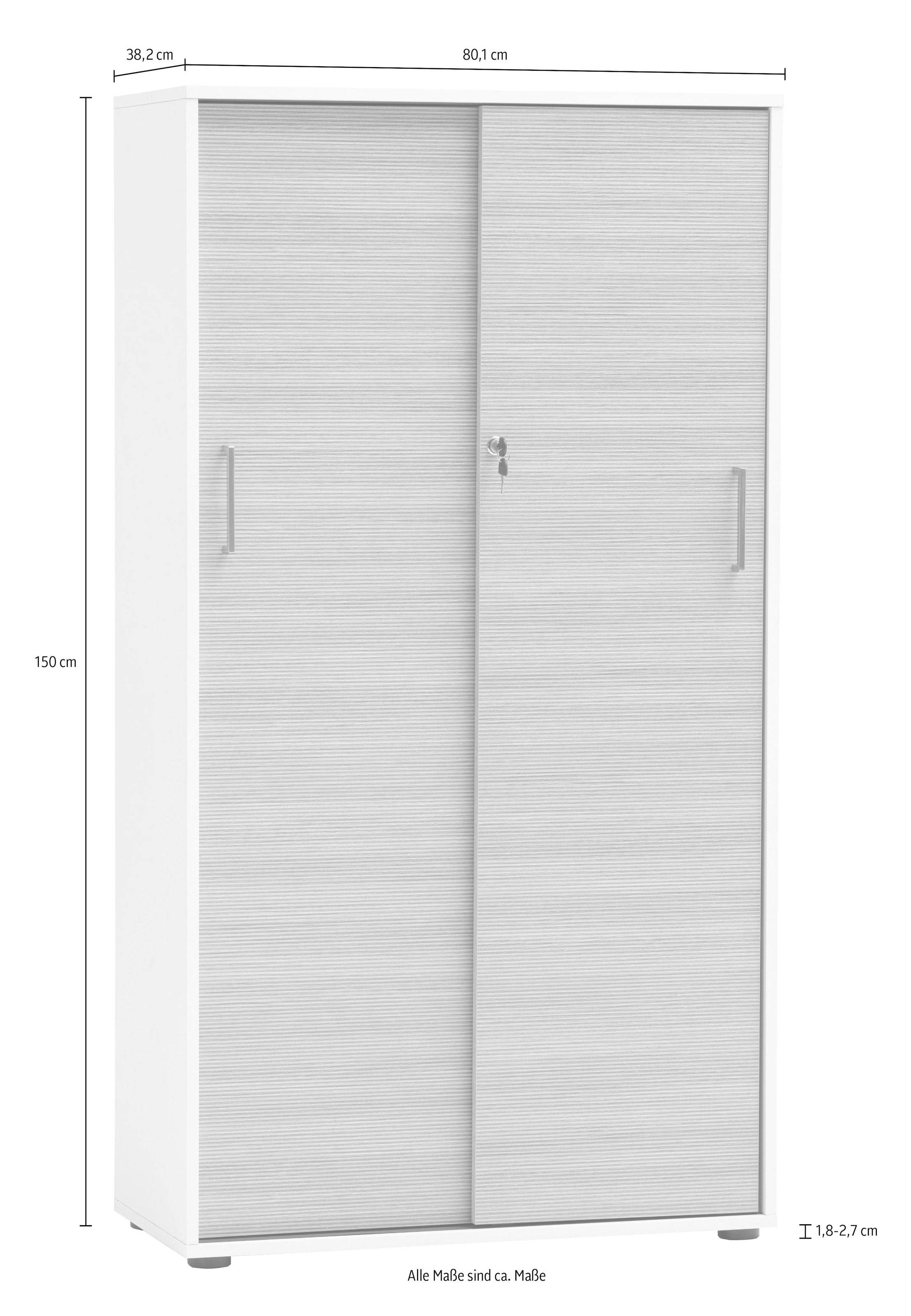 Schildmeyer Schiebetürenschrank »METZ, Aktenschrank abschliessbar, Höhe 150 cm, MADE IN GERMANY« 1 Stk. tlg. Fronten in Canello,  MADE IN GERMANY