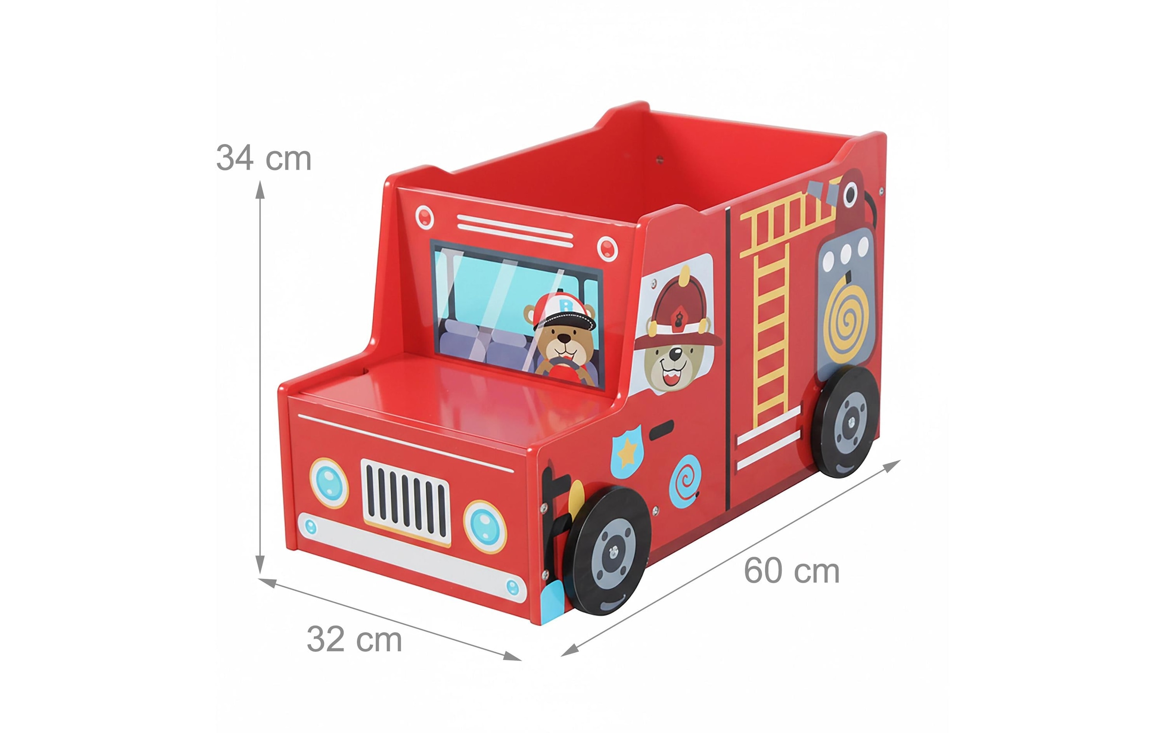 relaxdays Caisse »Feuerwehr, 34 x 60 x 32 cm«
