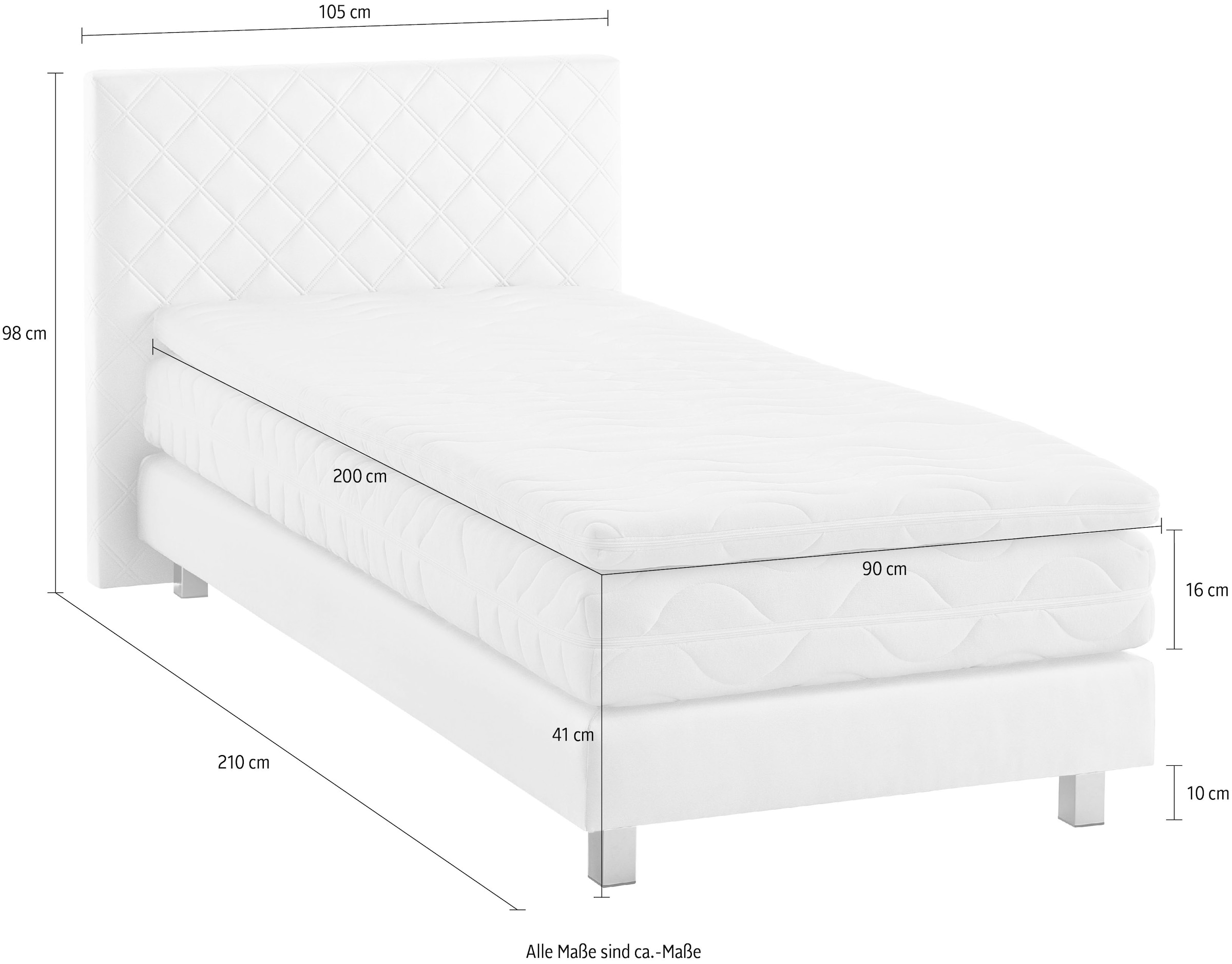 Westfalia Schlafkomfort Boxbett »Kyoto« Kunstleder,Bonnell-,Kaltschaum-&Taschenferderkern wählbar in H2,H3,H4