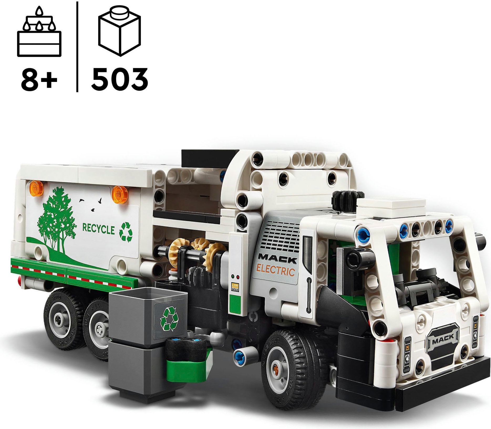 LEGO® Konstruktionsspielsteine »Mack® LR Electric Müllwagen (42167), LEGO Technic« Made in Europe