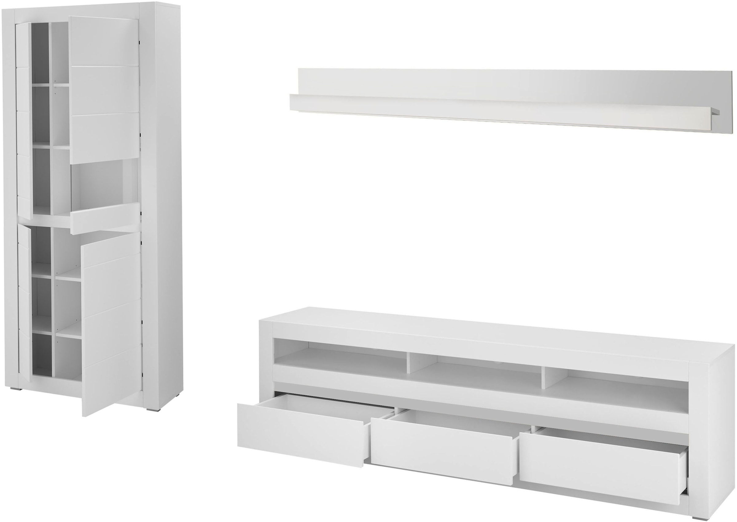 Home affaire Meuble mural »Anbauwand in Weiss Matt, Wohnzimmer-Set mit austauschbarer Blende« Set, 3 cuis tlg.