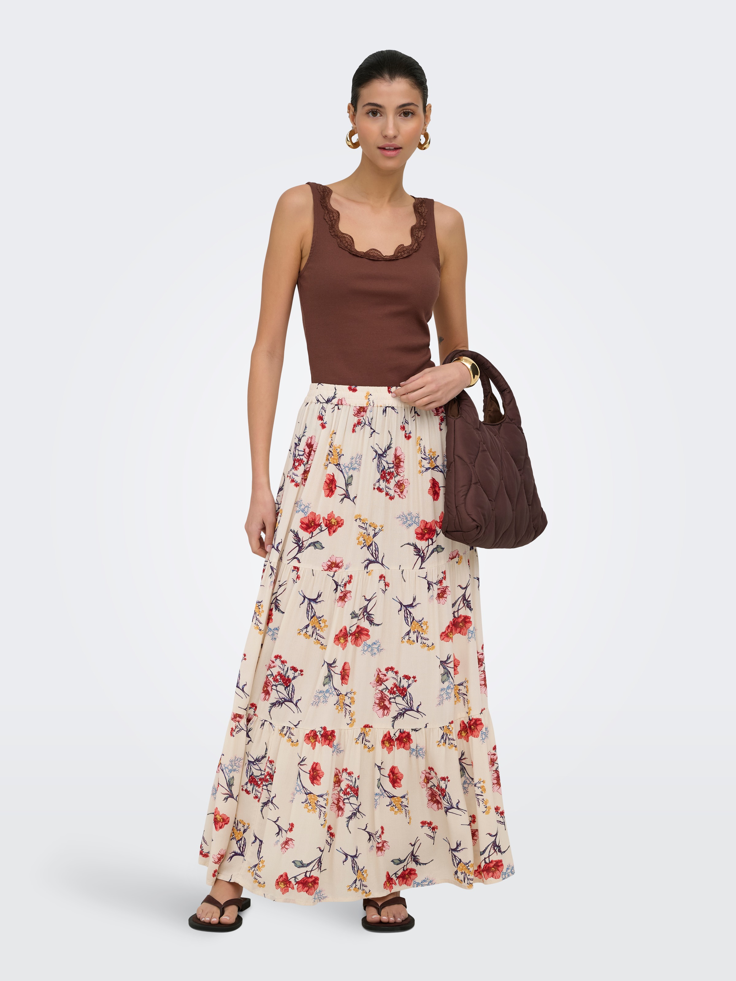 ONLY Maxi jupe »ONLLUNA LONG SKIRT WVN« viscose