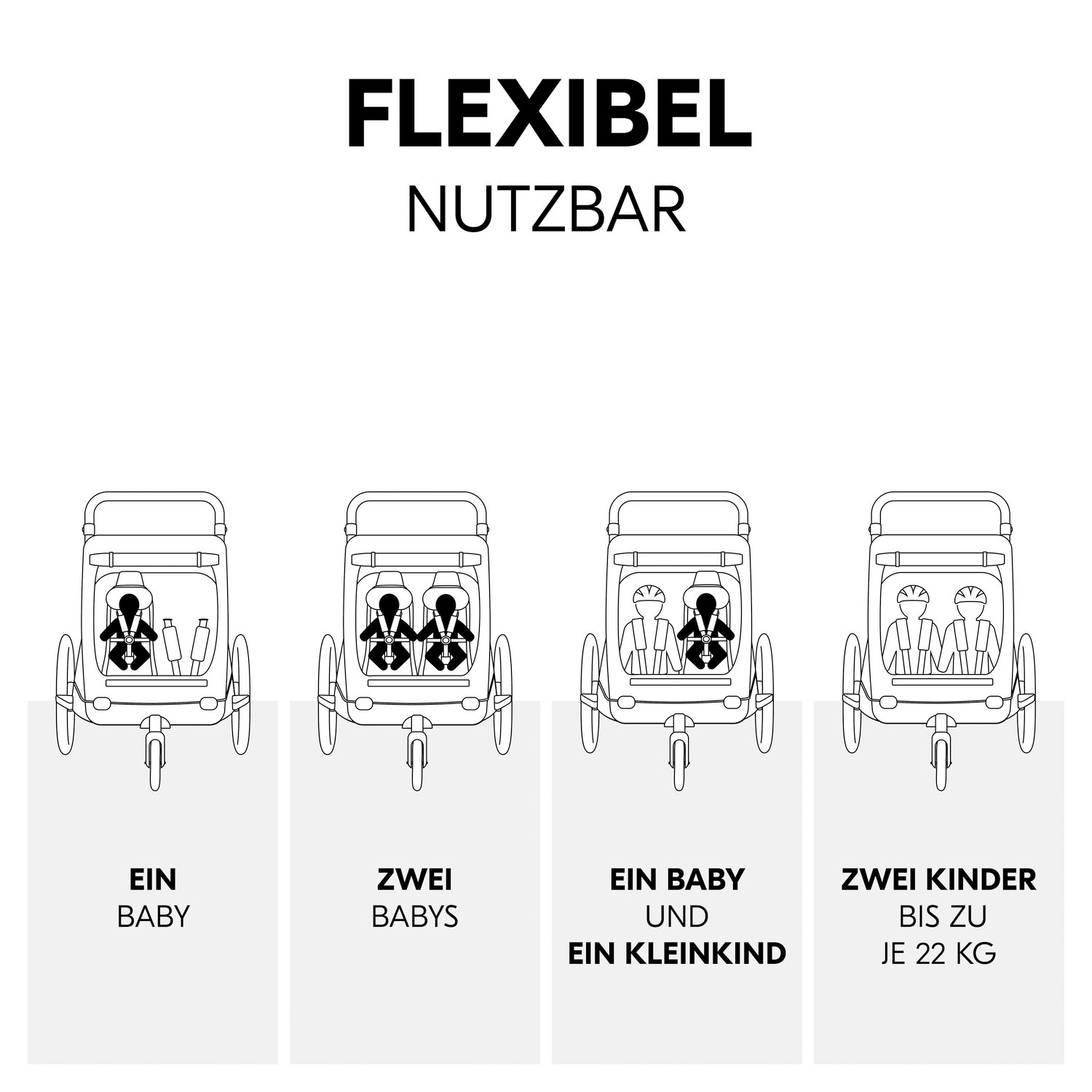 Hauck Fahrradkinderanhänger »Baby Lounger  2 Grey« mit Beindecke