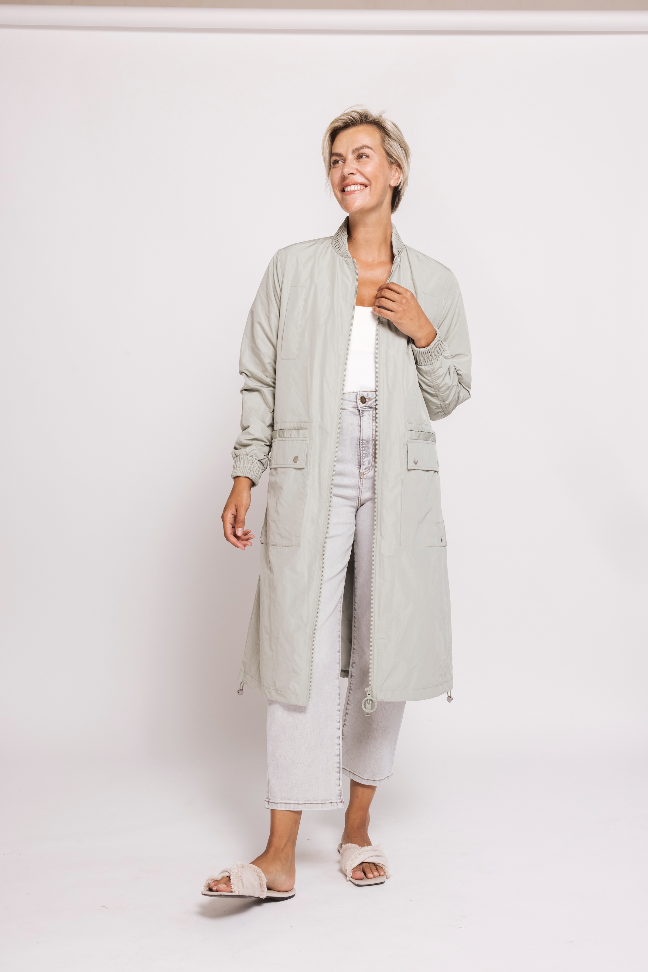 Zhrill Manteau long »PANTA« Longueur genou, fermeture éclair bidirectionnelle, col montant
