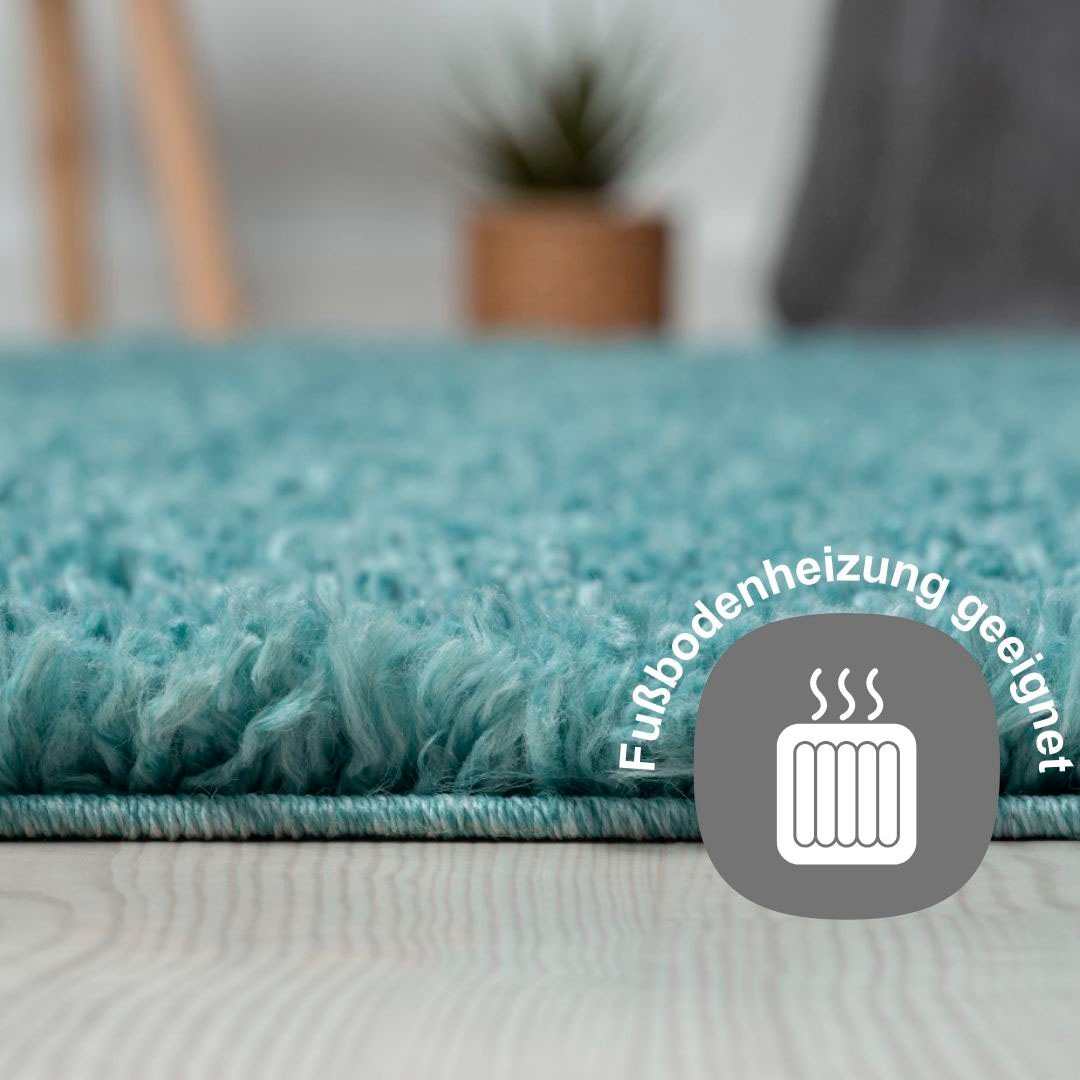 Myflair Möbel & Accessoires Hochflor-Bettumrandung »My Shaggy« Höhe 37 mm 3 Stk. tlg. Shaggy, Uni-Farben, leicht glänzend, extra flauschig, Läufer-Set