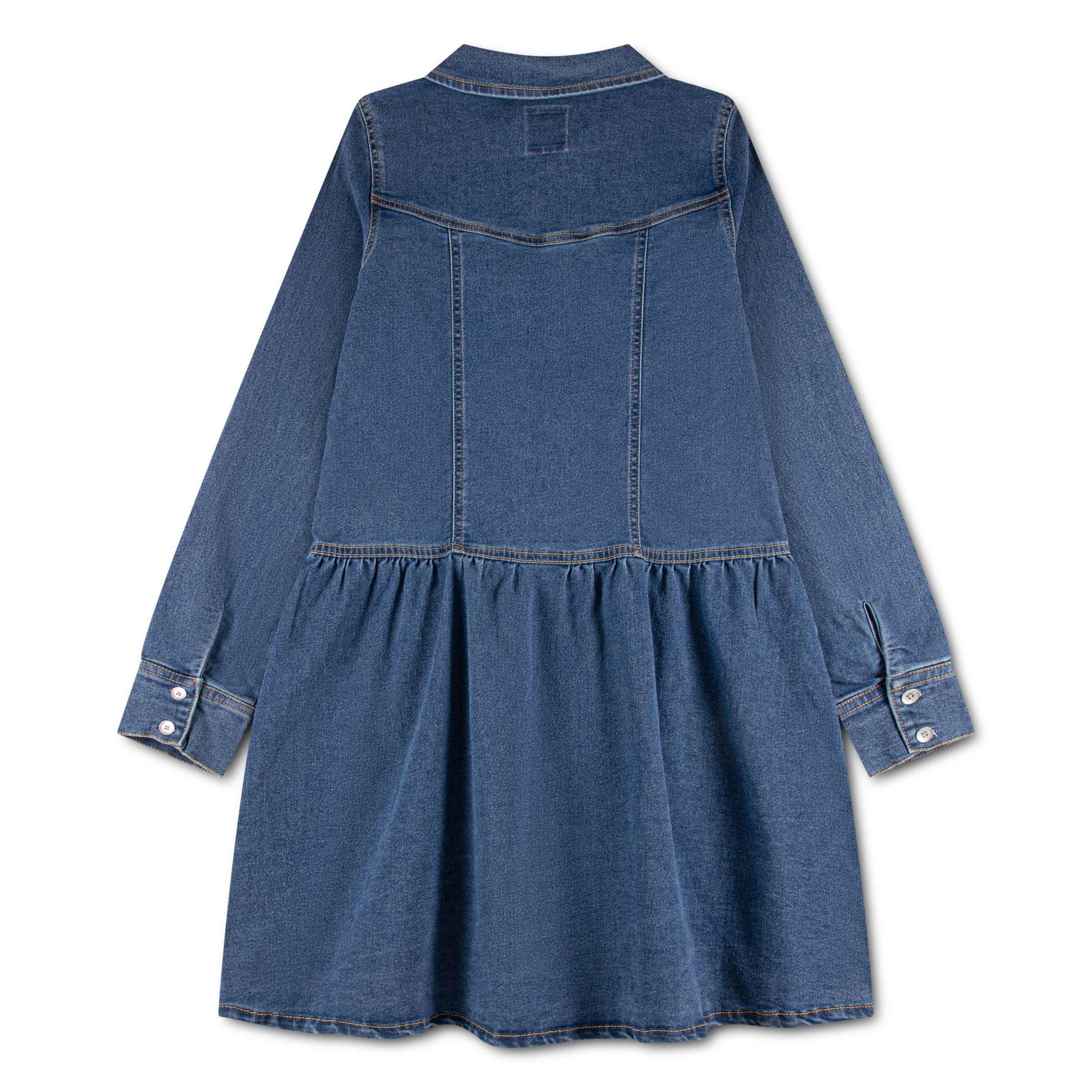 Levi's® Kids Jeanskleid »LVG LONG SLEEVE DROP WAIST DRE« Brusttaschen Durchgehender Knopfverschluss