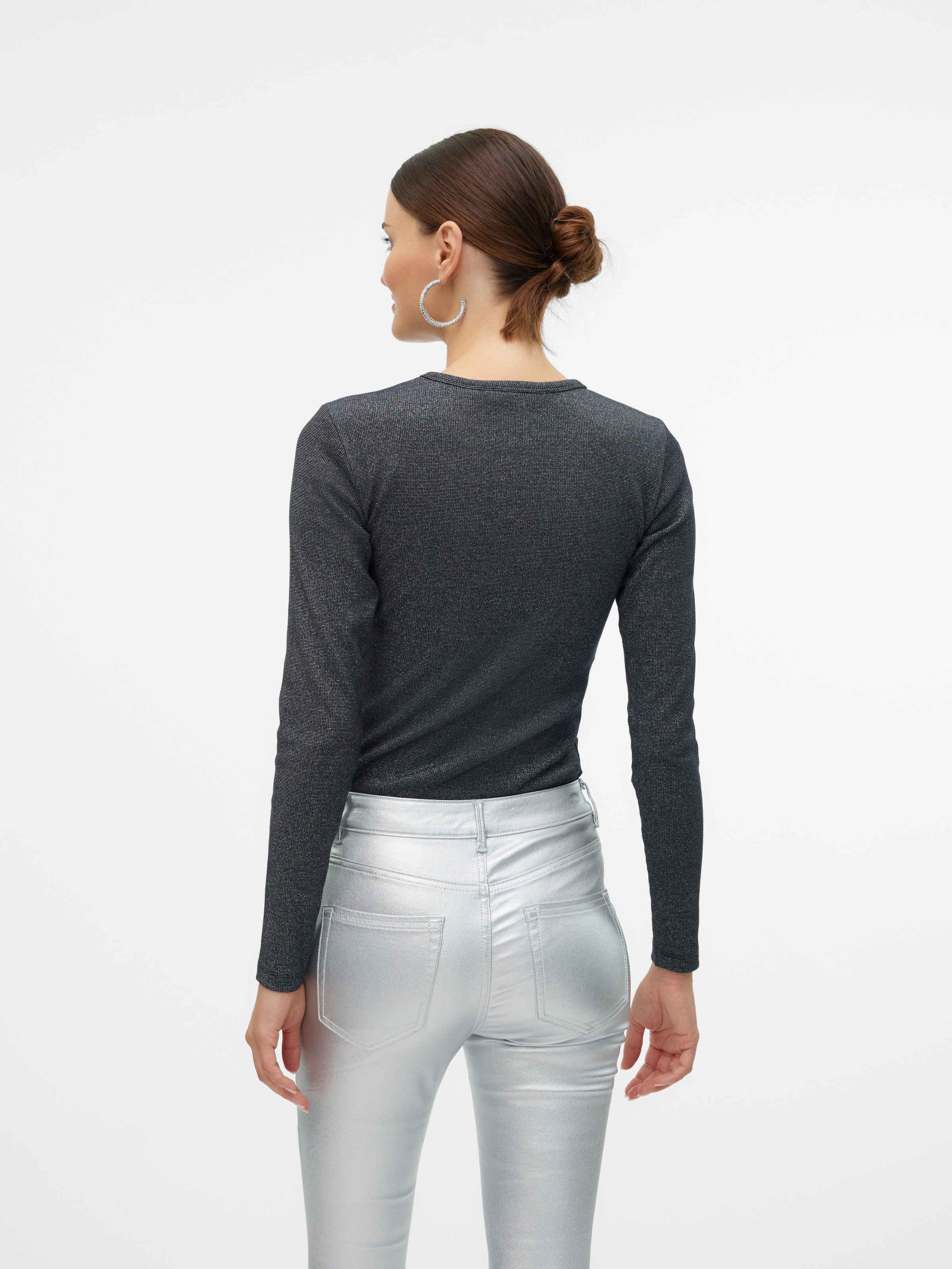 Vero Moda T-shirt à manches longues »VMCHLOE LUREX LS SHORT TOP JRS NOOS« Baumwollmischung,  Glitzer-Effekt