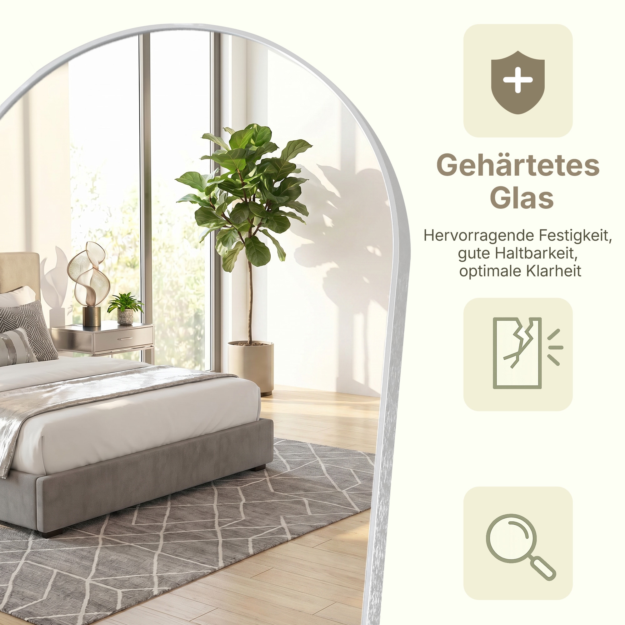 GOODproduct Miroir »Standspiegel Addrik, wahlweise in 2 Grössen 150x40cm oder 180x60cm« miroir corps entier avec verre de sécurité, en différentes couleurs