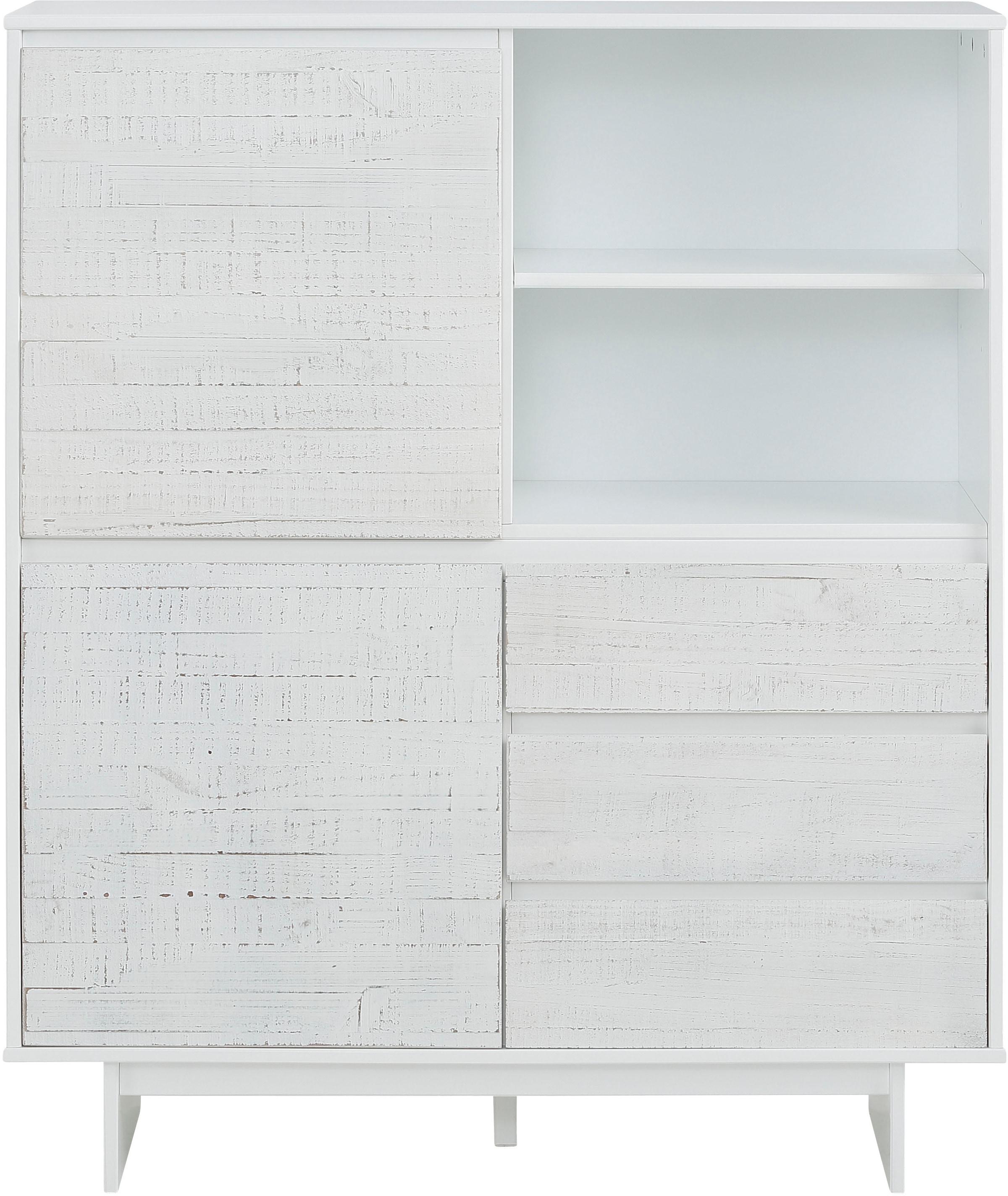 Home affaire Highboard »Morgan Midischrank« Kommode aus massivem Kiefernholz, eingefräste Griffmulden, Höhe 120 cm