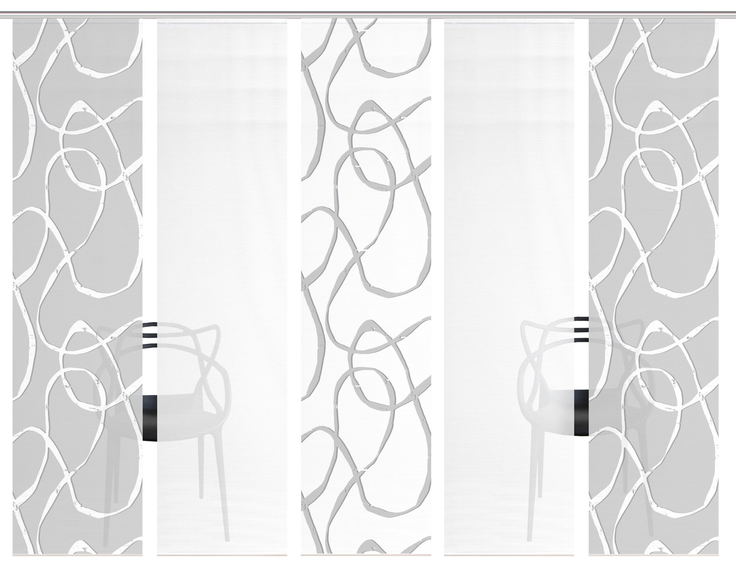 Vision S Rideau coulissant »OPHELIA KOMBI« Support de panneau 5 cuis tlg. rideau coulissant, aspect bambou, impression numérique, SET