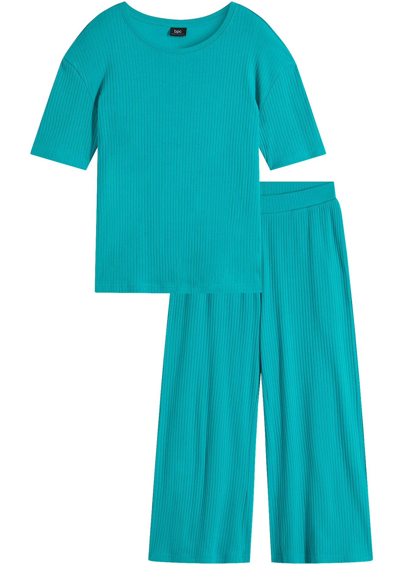 bonprix Hausanzug Set,  aus Baumwolle, Oversize-Passform, gerippte Struktur, weite Hose
