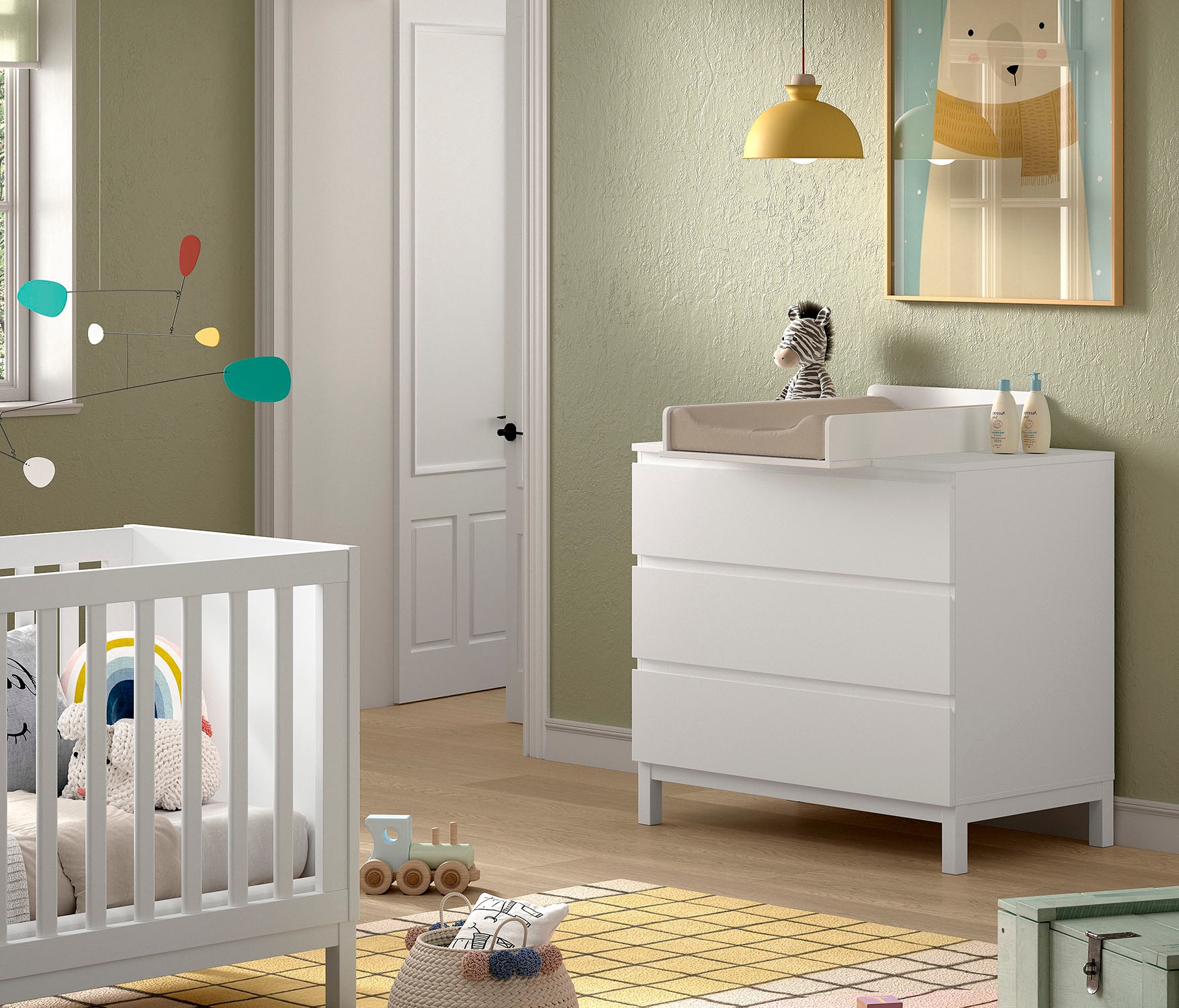Vipack Commode à langer »Kommode mit gradliniger Optik, Schubladen mit Griffmulde« incl. soft-close et beaucoup d'espace de rangement, surface laquée blanche 98,5 cm