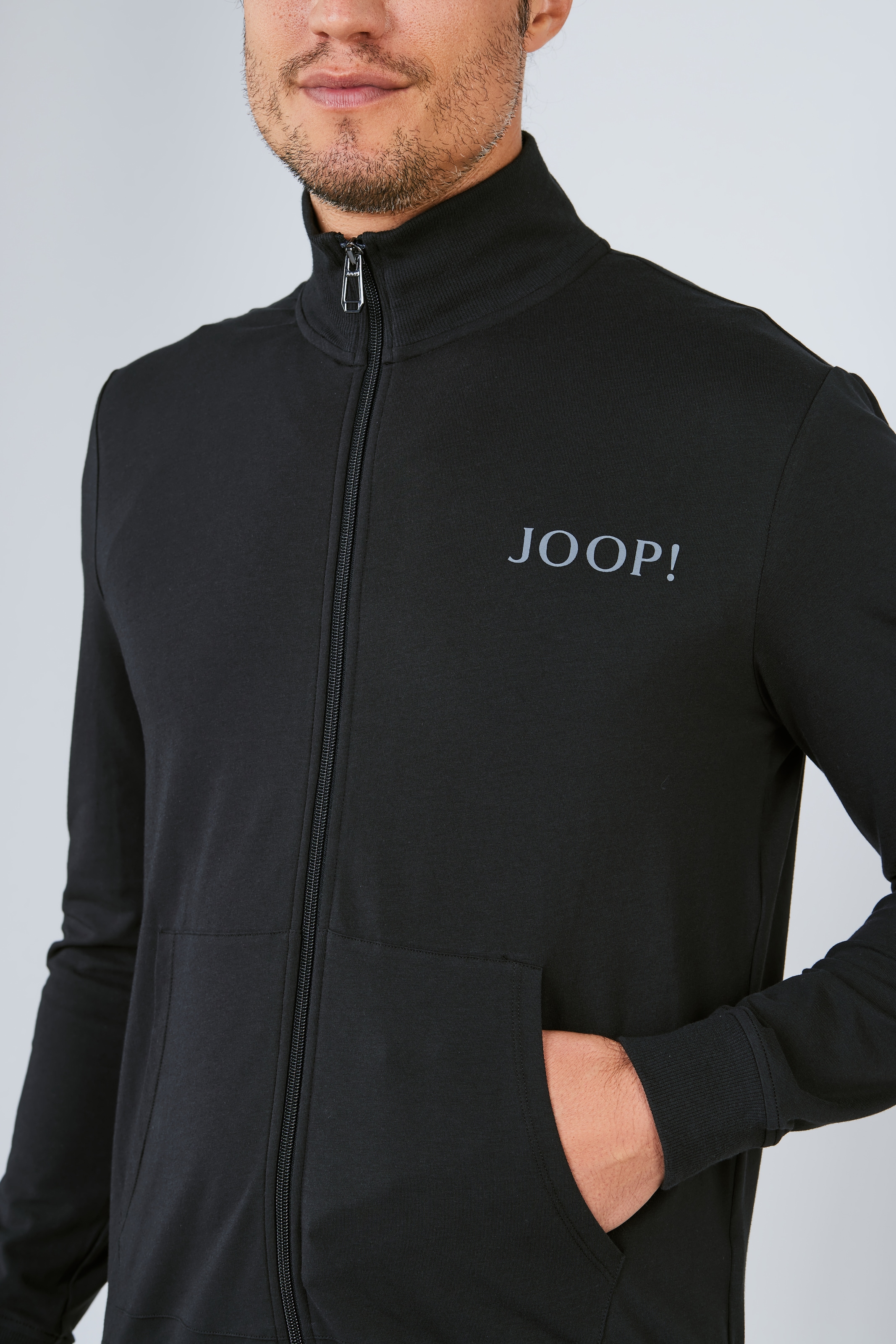 JOOP! Veste sweat »Comfort« Stehkragen, Regular Fit, geteilte Kängurutaschen, langärmelig