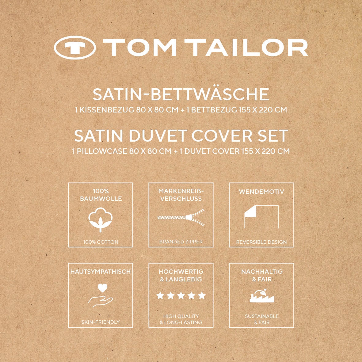 TOM TAILOR HOME Bettwäsche »CLASSIC SATIN STRIPES in Gr. 135x200cm oder 155x220cm« 2 Stk. new bedroom, farbige Paspel am Kissen
