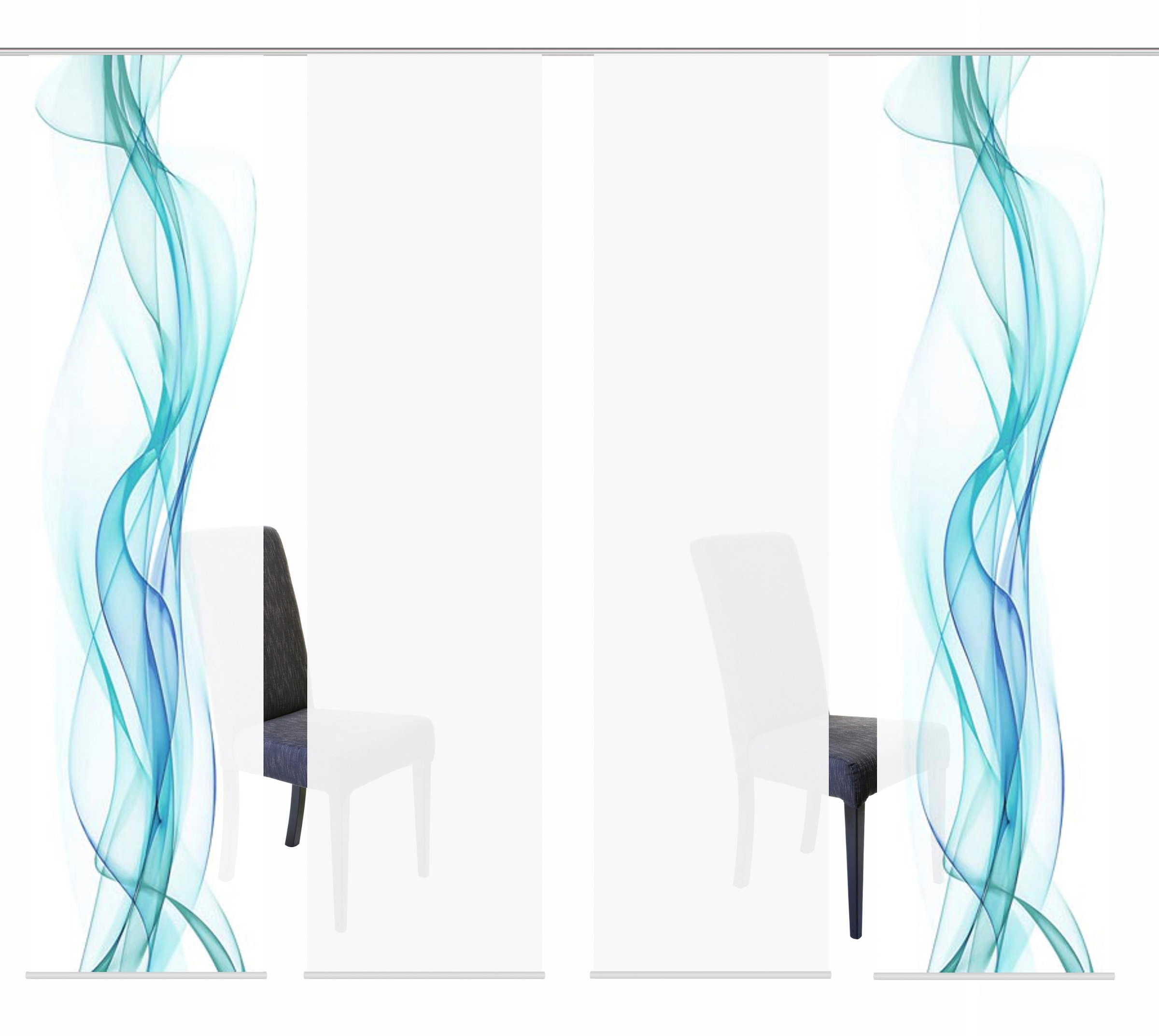 HOME WOHNIDEEN Rideau coulissant »4ER SET HAZE« Support de panneau 4 cuis tlg. HxB: 245x60, Schiebevorhang 4er Set Digitaldruck