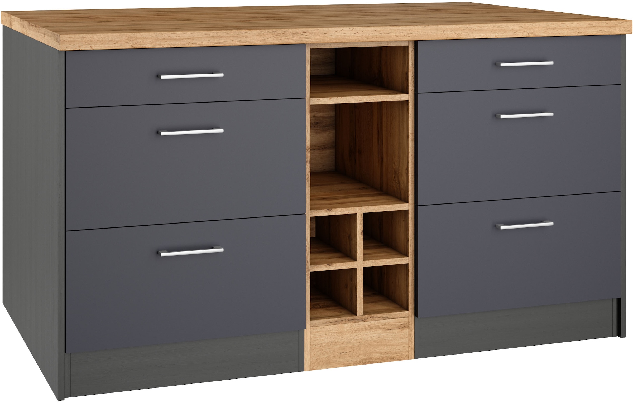KOCHSTATION Ilot de cuisine »KS-Milan« dimensions 153/100 cm, beaucoup d’espace de rangement, lieu central : cuisine