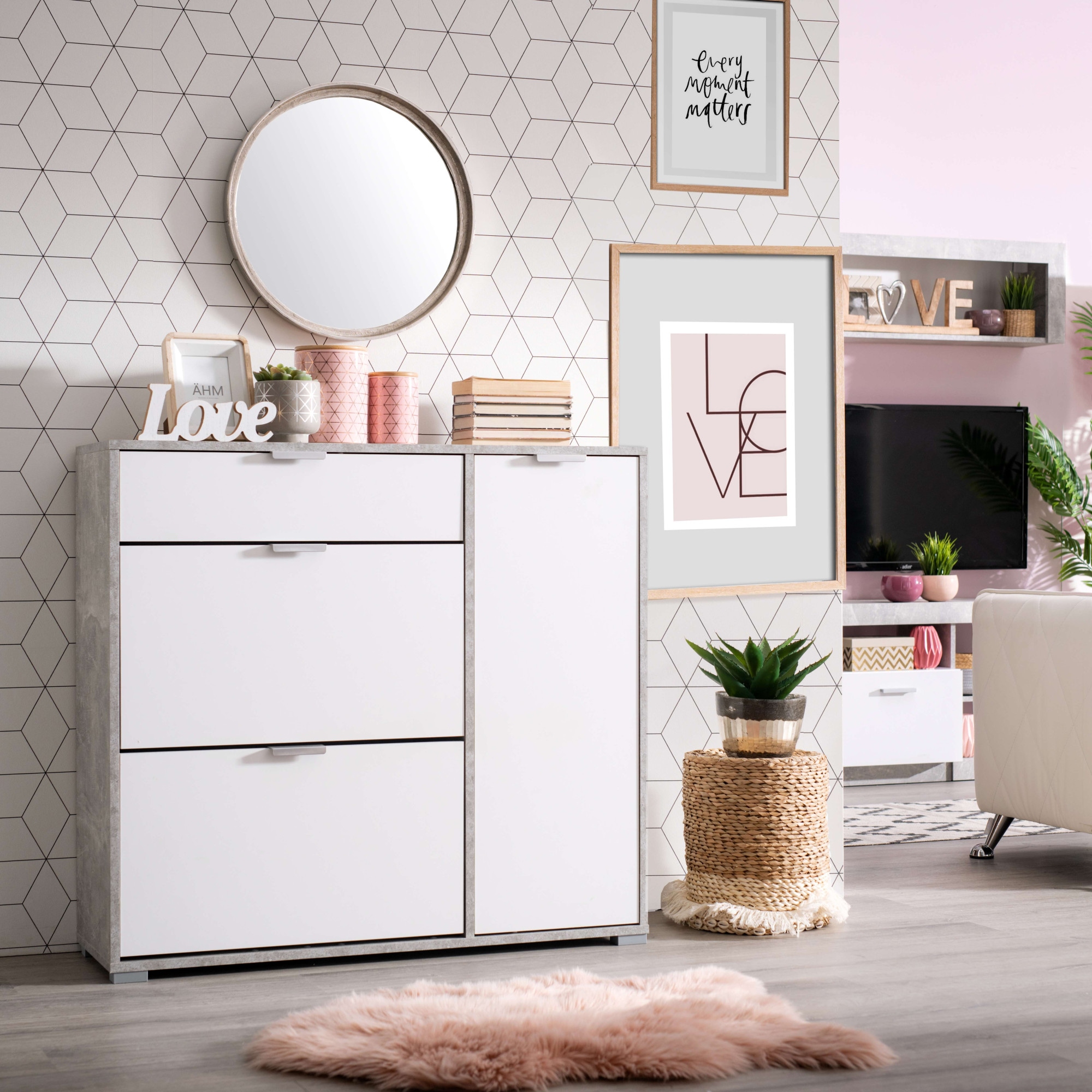 INOSIGN Schuhschrank »Arco 2, Schuhkommode, Schuhregal, Breite 102 cm« 2 Klappen mit Doppelschuhtrommeln, mit Schublade, in modernen Farben