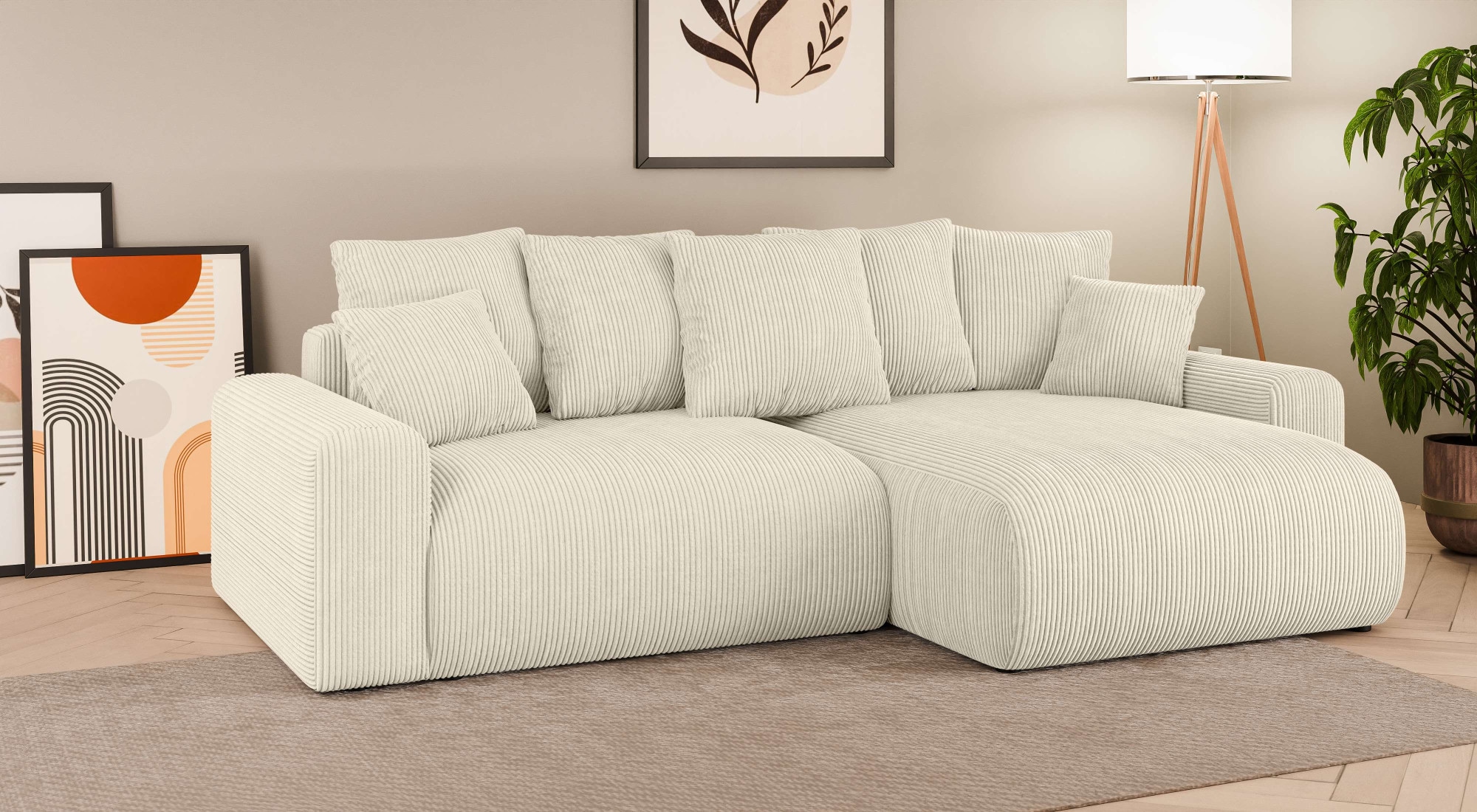 Home affaire Ecksofa »LAKESIDE klein mit Bettfunktion und Bettkasten, B/T/H 235/142/84 cm« L-Form, Recamiere beidseitig montierbar, mit Wellenunterfederung