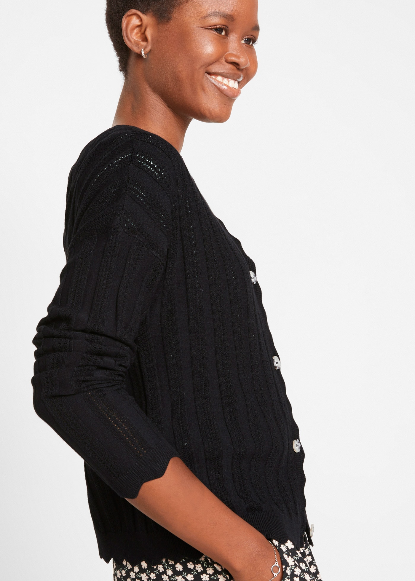 bonprix Veste en tricot Oversize-Passform, mit Ajour-Muster, für festlichen Look