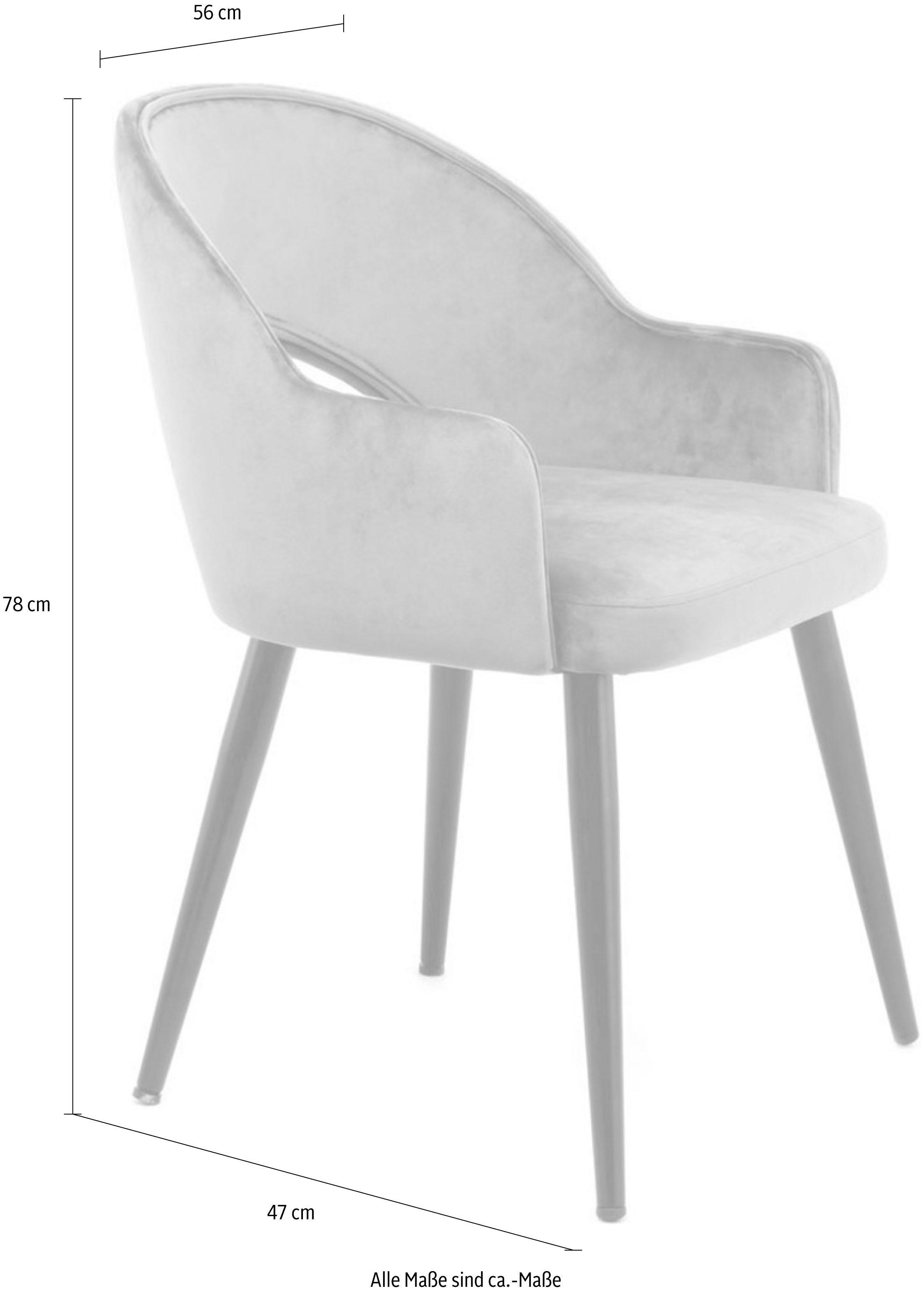 Kayoom Chaise »Joris 110 2er-Set , einfarbiges Design,mit Retro-Charakter« (Set) 2 cuismit Armlehne, bequem, Halbmond-Öffnung in der Rückenlehne