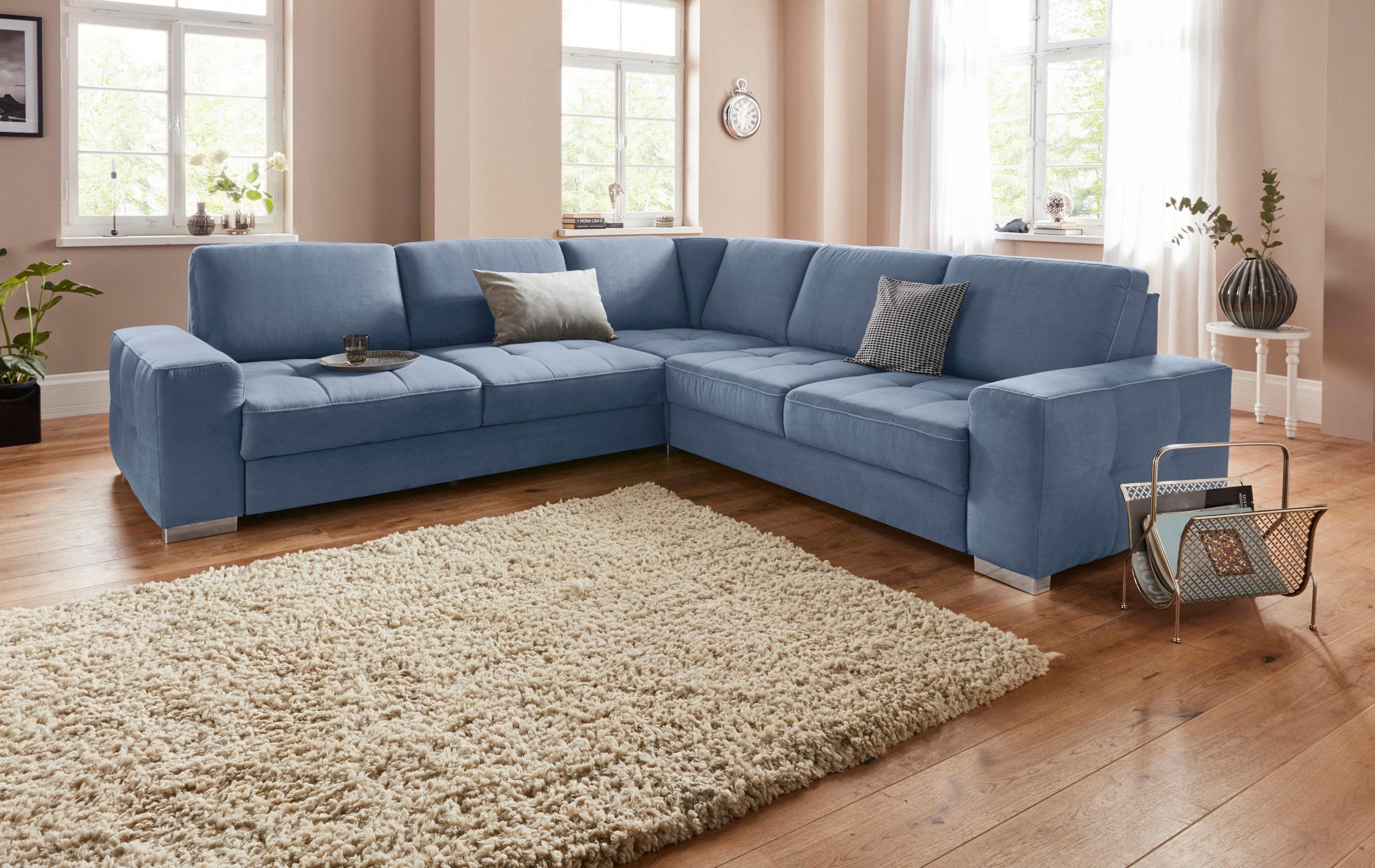 sit&more Canapé d'angle »Santorini L-Form« mit Federkern und Sitztiefenverstellung, wahlweise mit Bettfunktion