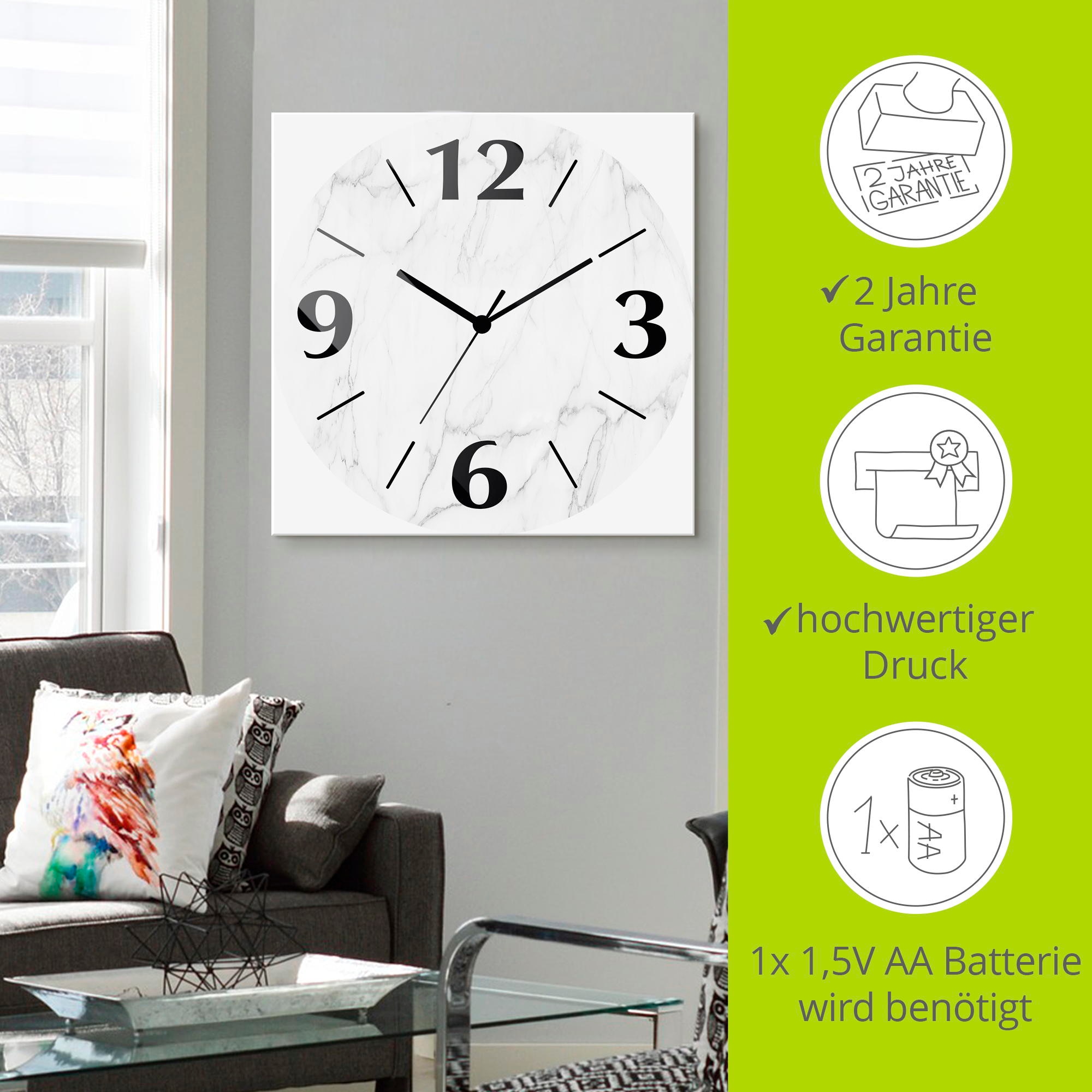 Artland Horloge murale »Weisse Marmor Textur« wahlweise mit Quarz- oder Funkuhrwerk, lautlos ohne Tickgeräusche