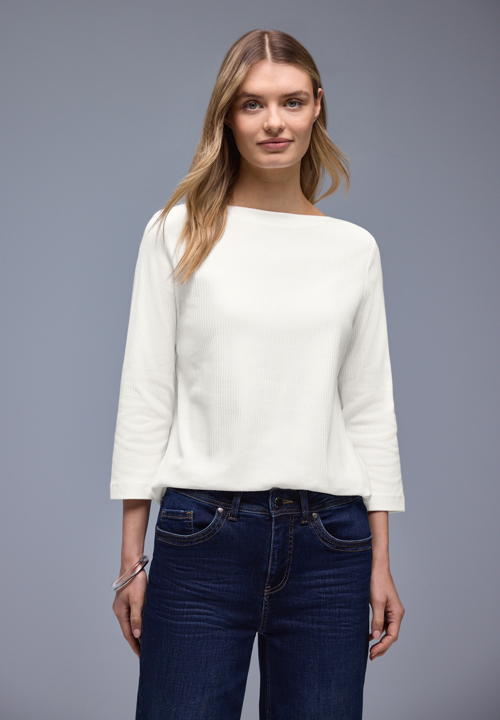 STREET ONE 3/4-Arm-Shirt in Rippstruktur