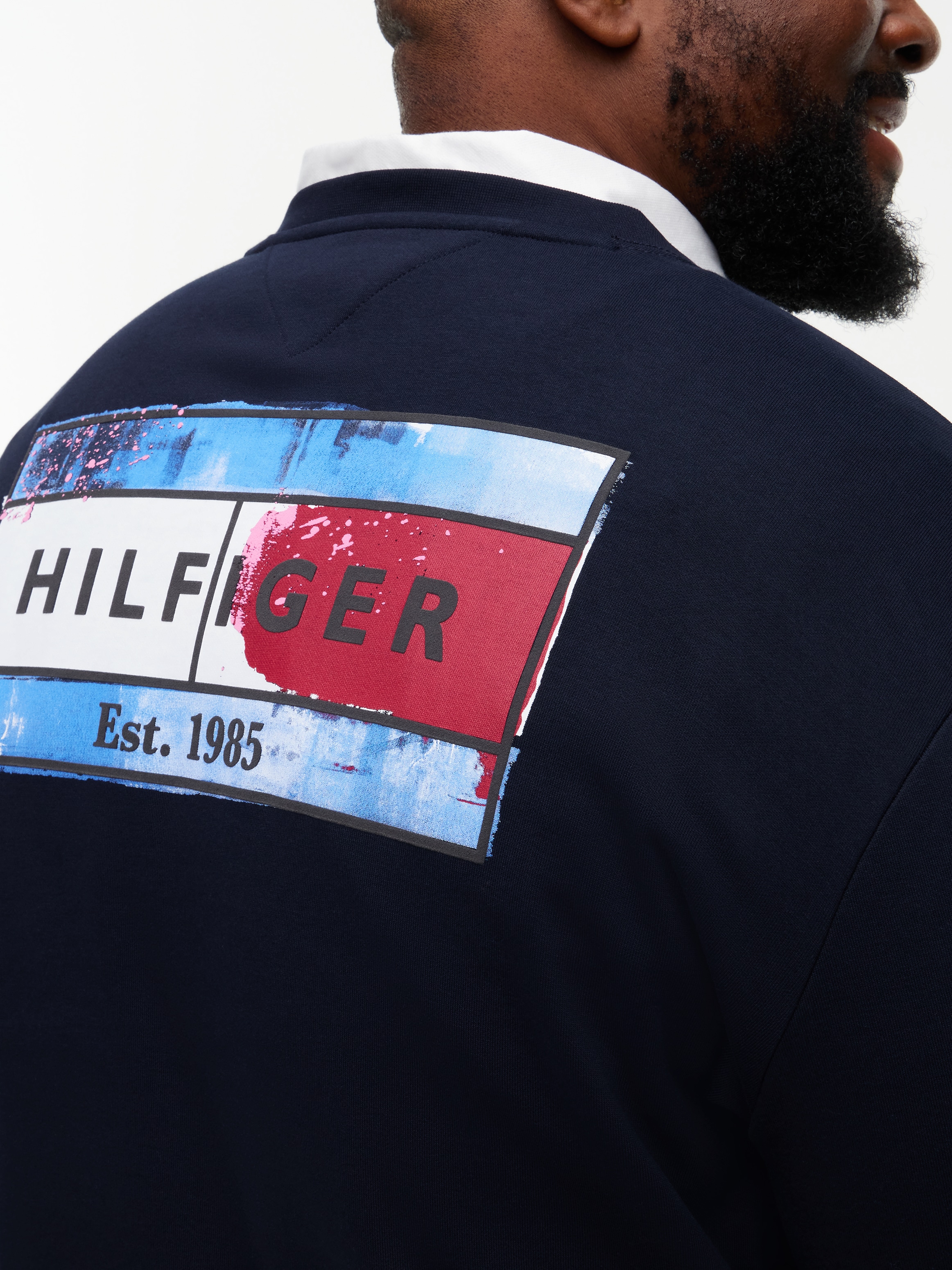 Tommy Hilfiger Big & Tall Sweatshirt »BT-BACK FLAG REGULAR FLEECE CREW-NECK«, Grosse Grössen, Rundhals, grosser Rückenprint

