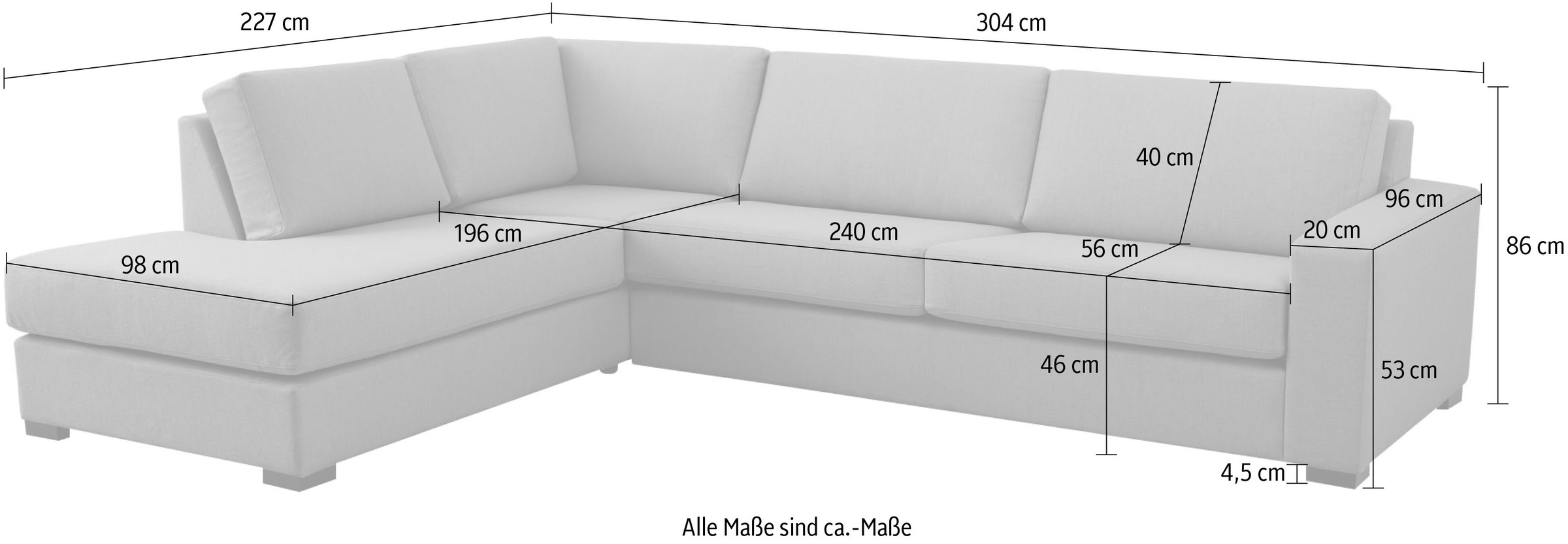 GOODproduct Ecksofa »Branwell« Breite 304 cm, Struktur fein, mit Wellenunterfederung
