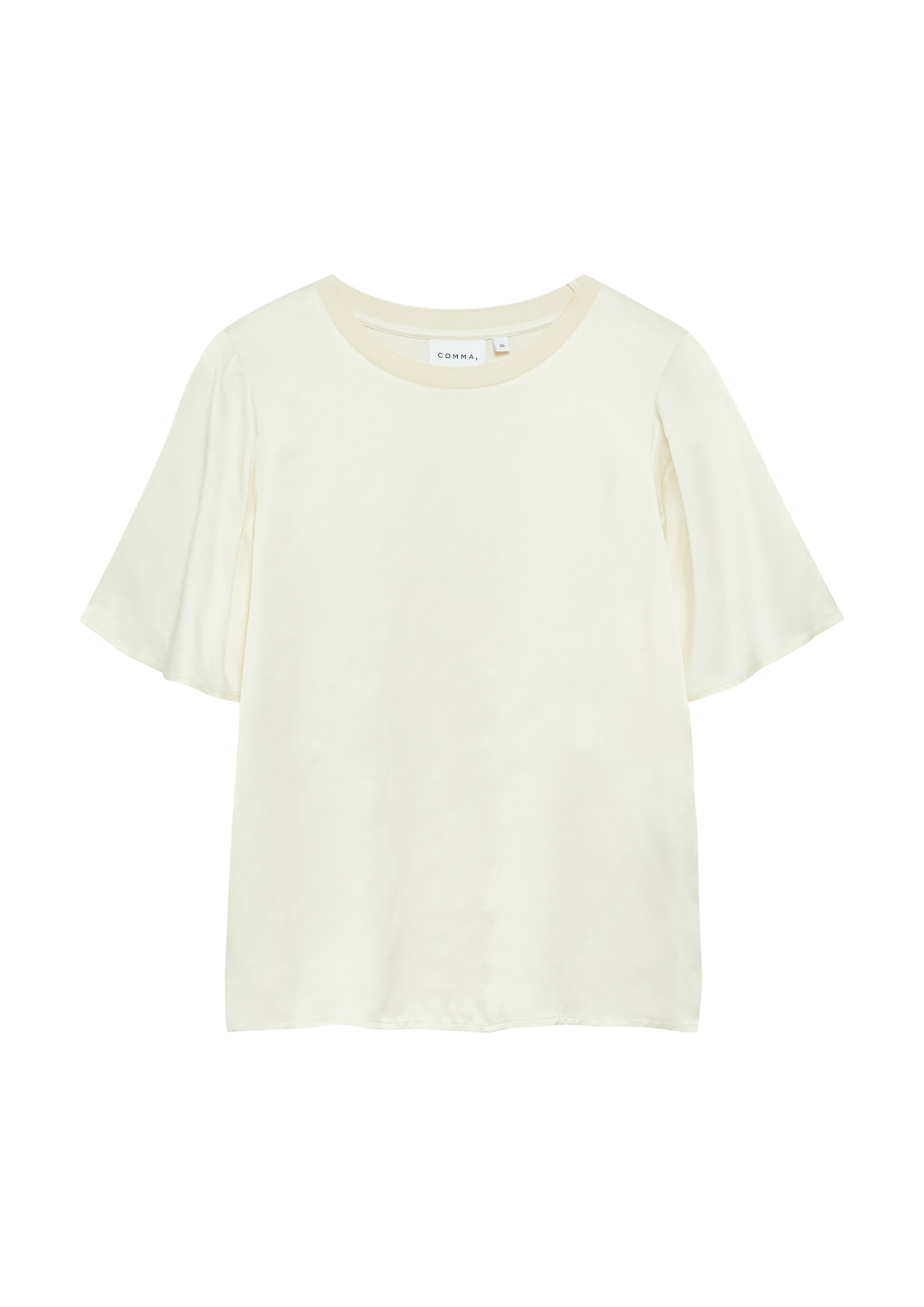 Comma T-Shirt mit geripptem Ausschnitt