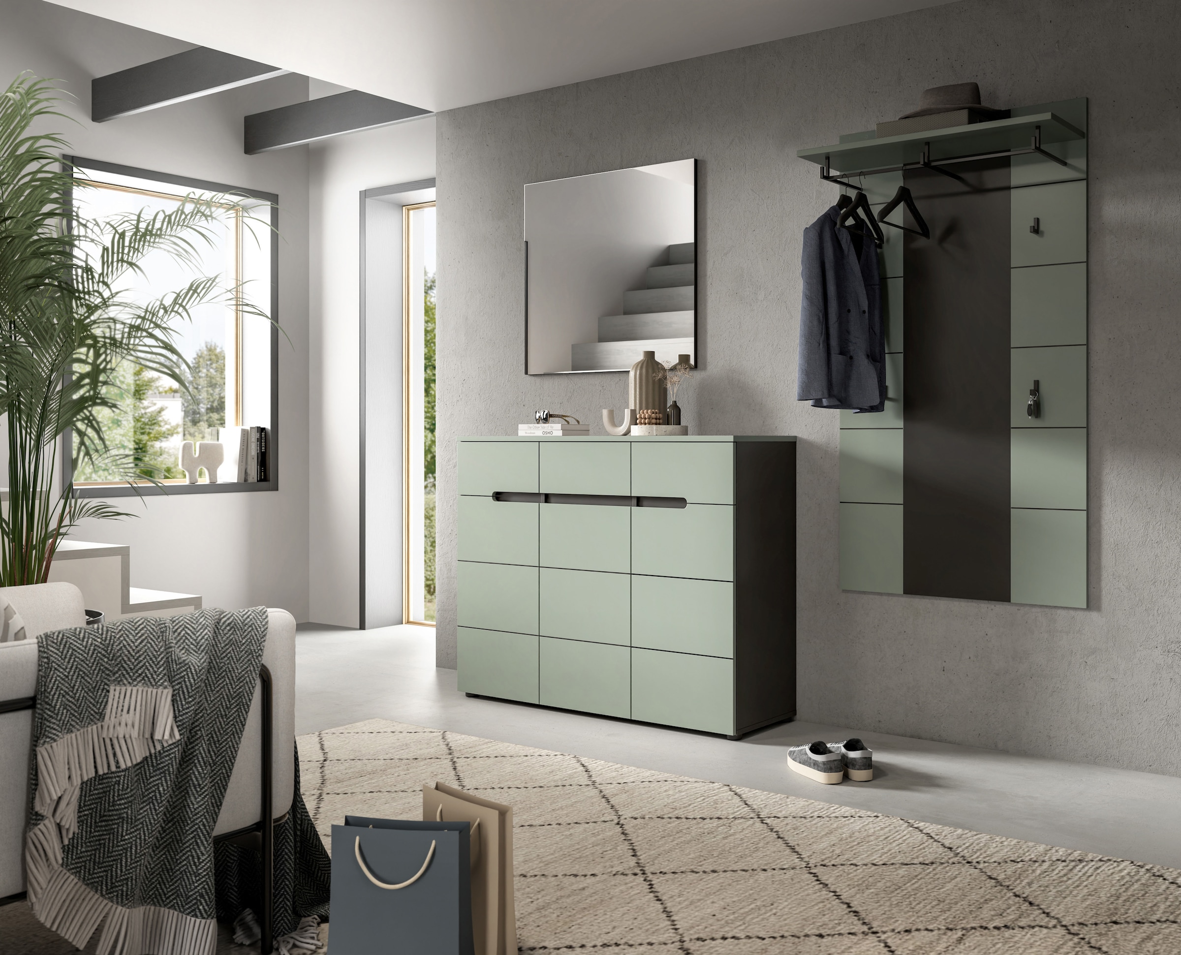 INOSIGN Garderobenschrank »REHAT, TOPSELLER!, Breite 120 cm, 3 Türen, 3 Schubkästen, 12 Fächer« in verschiedenen Farben erhältlich, Platz für ca. 24 Paar Schuhe, 1 Stk. tlg. Schuhschrank, Kommode, Schuhkommode, Anrichte, Sideboard