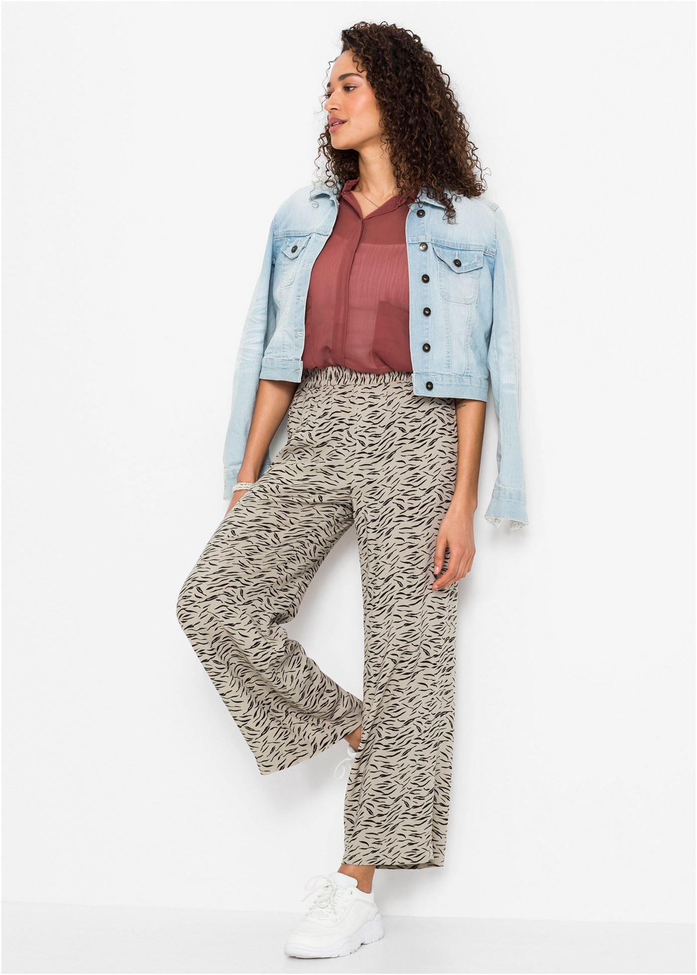 bonprix Pantalon palazzo  aus Viskose, lockere Passform, weiter Bein, casual Stil