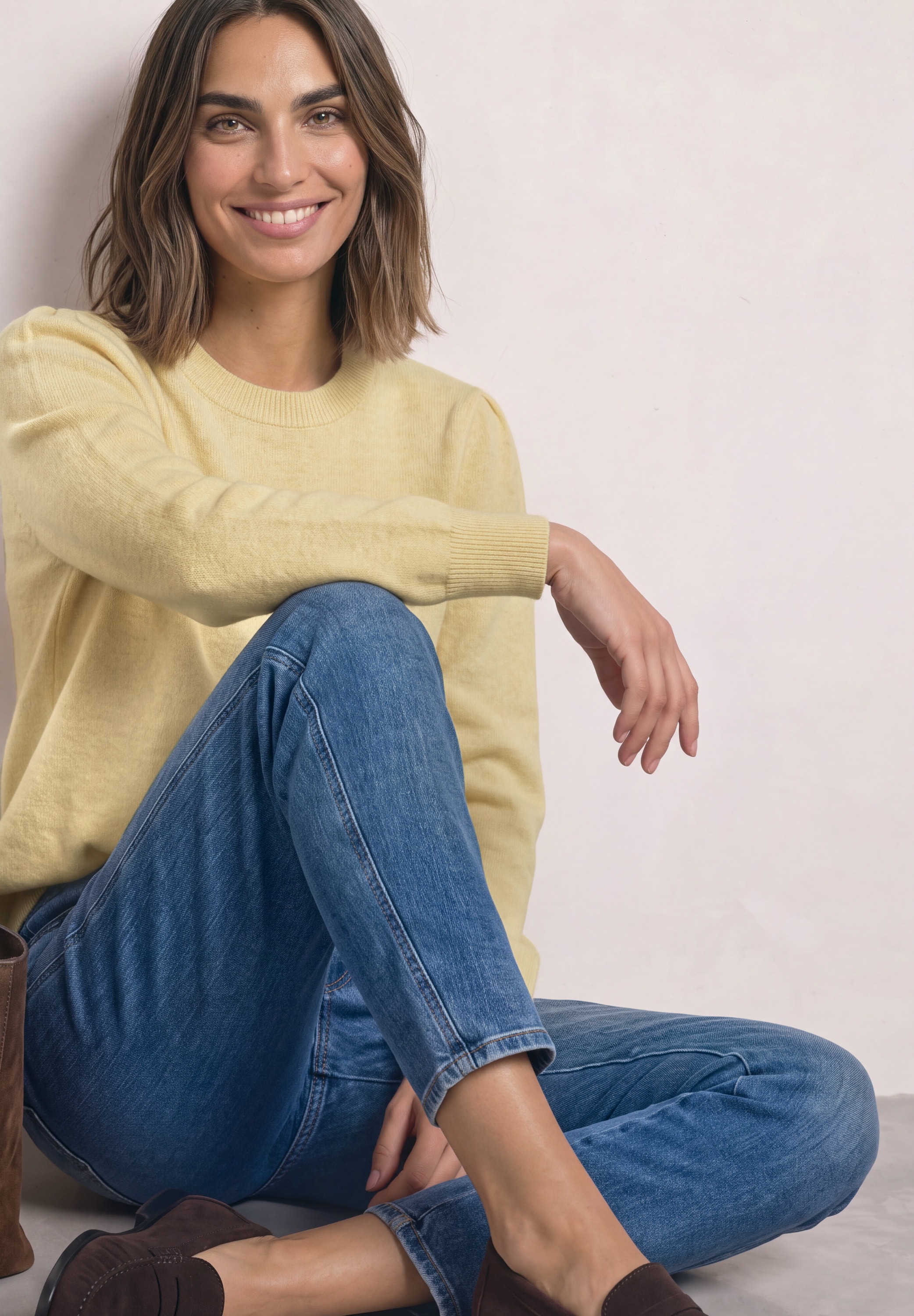 STREET ONE Pull en tricot Langarm Pullover mit Rundhals und Raffung