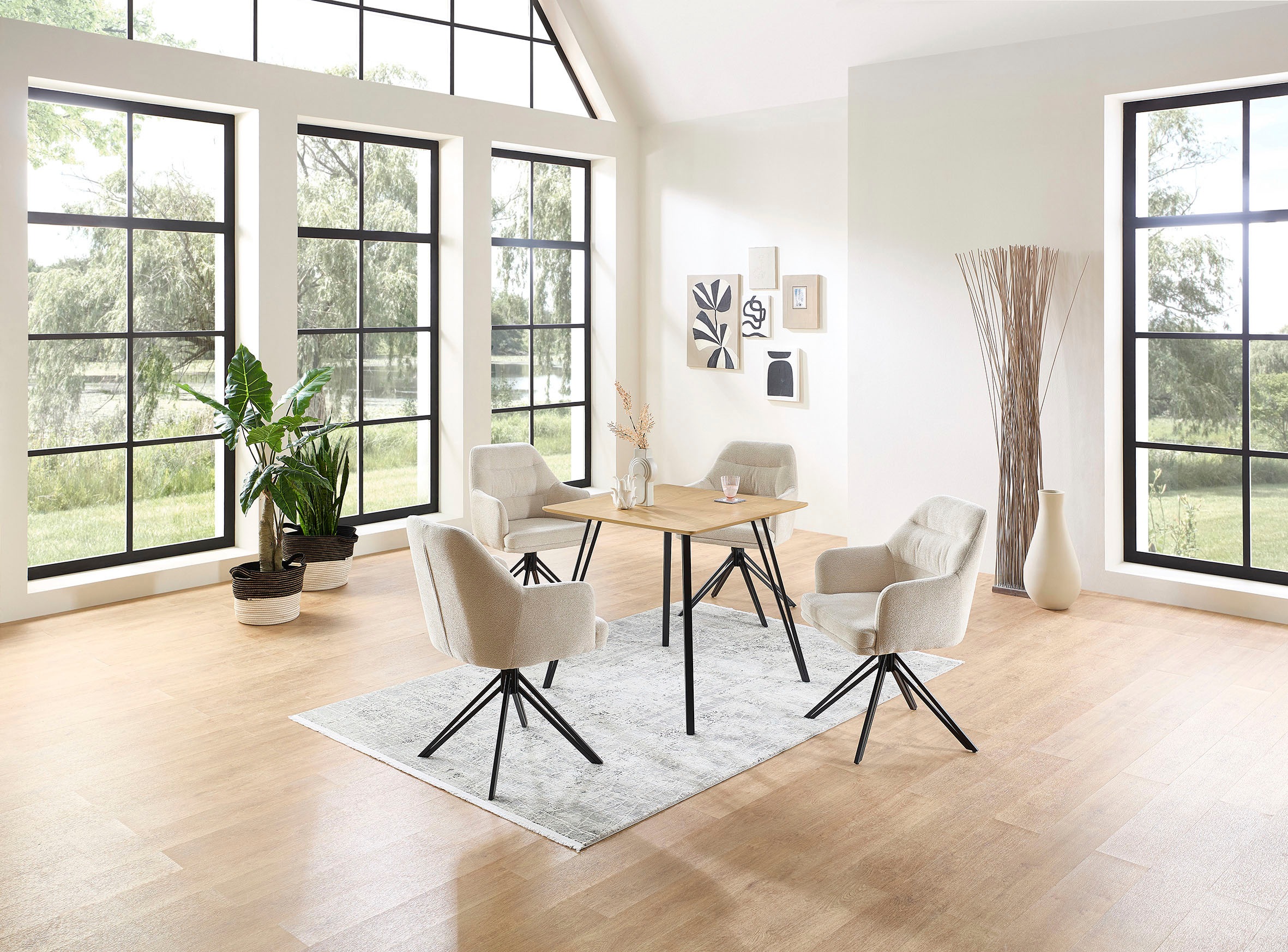 Stolkom Chaise avec accoudoirs (Ensemble) 2 cuislargeur 56,5 cm, pivotant à 180° avec retour automatique