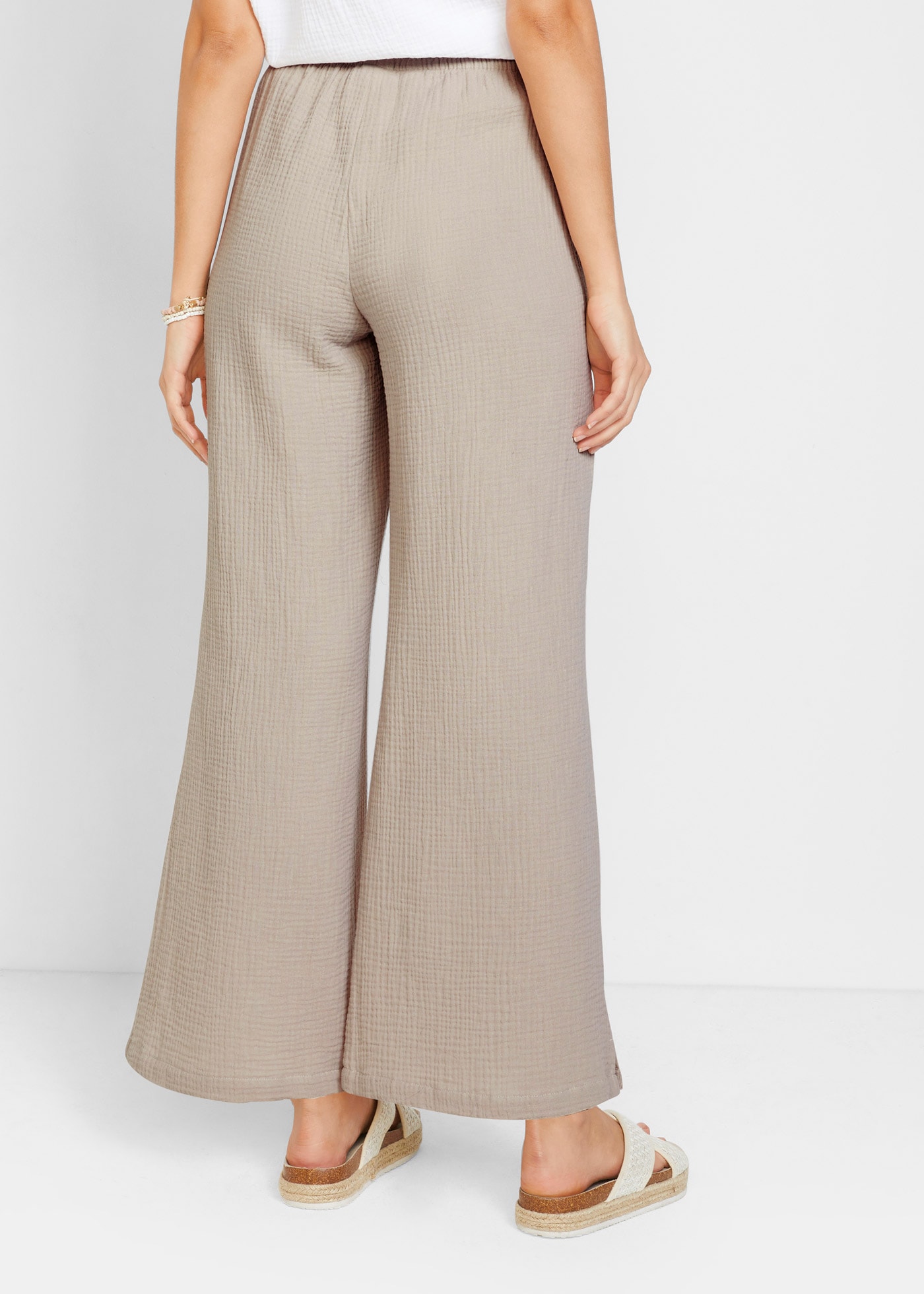 bonprix Palazzohose »Palazzo-Hose aus Musselin«  aus Musselin, lockere Passform, elastischer Bund, knöchellang