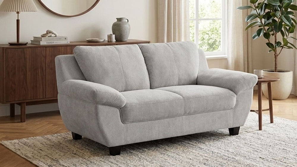 GOODproduct 2-Sitzer »Silkeborg 161 cm, formschönes Sofa mit dunklen Füssen« aus pflegeleichtem, weichem Luxus-Microfaser