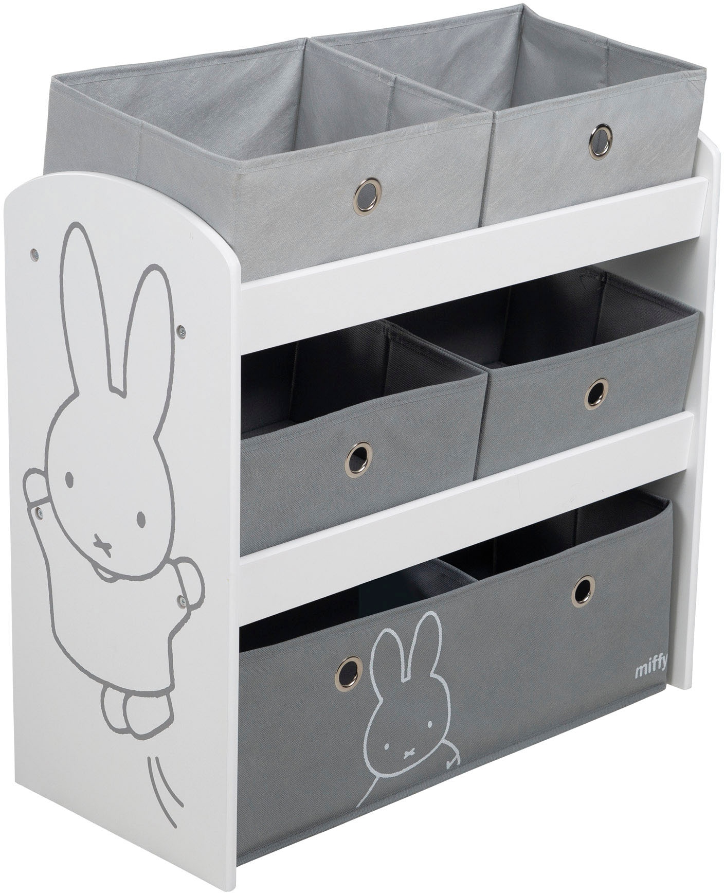 roba® Kinderregal »miffy®, grau« inklusive 5 Stoffboxen in 2 Grössen