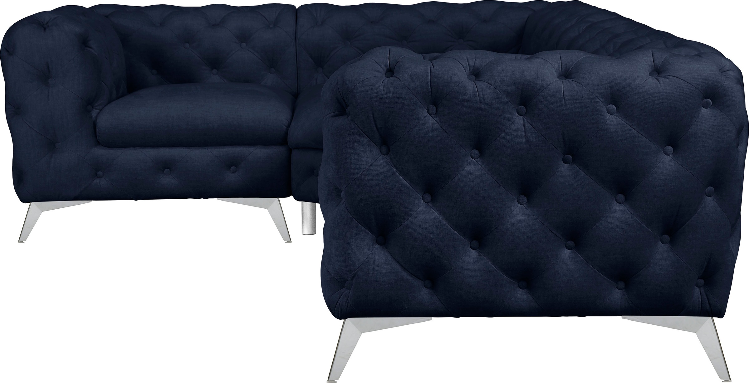 Home affaire Canapé Chesterfield »Ecksofa GLYNIS L-Form mit Wellenunterfederung, Masse B/T/H 264/204/75cm« aufwändige Knopfheftung, moderne Chesterfield Optik, Fussfarbe wählbar