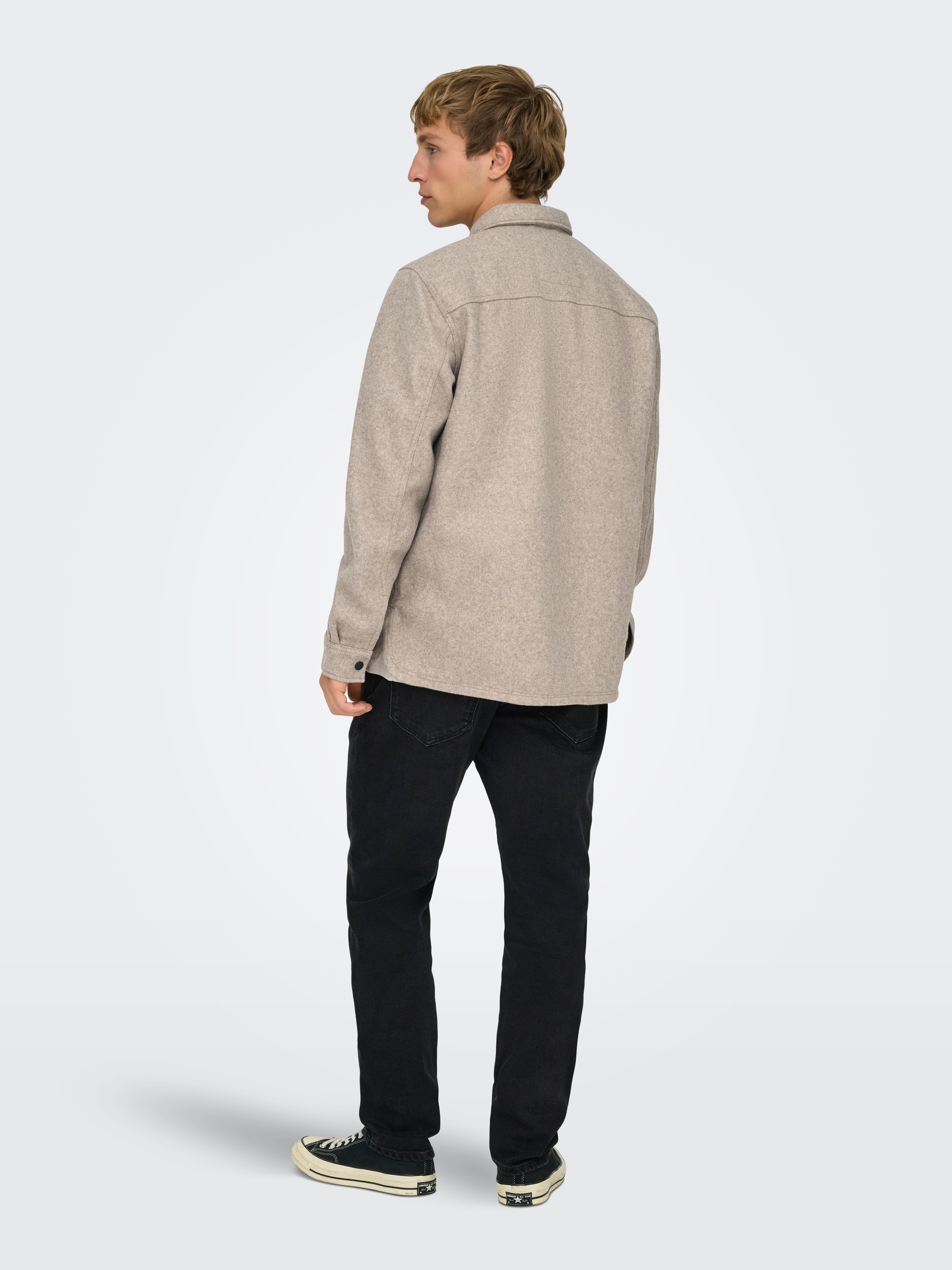 ONLY & SONS Chemise à manches longues »ONSASH OVR WOOLEN LOOK PKT LS SHIRT NOOS« fibre synthétique, coupe régulière