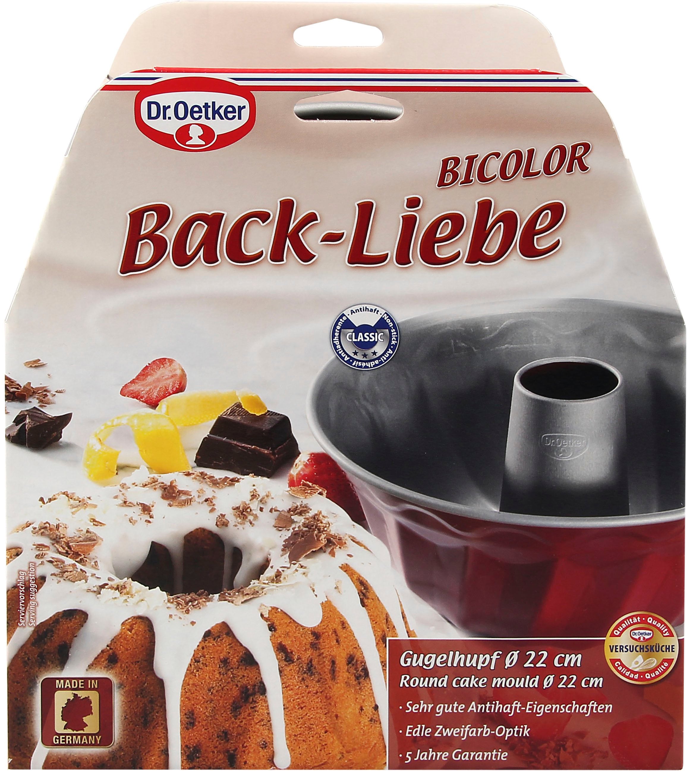 Dr. Oetker Küchenhelfer Gugelhupfform »Back-Liebe Bicolor, Ø 22 cm, Premium Stahlblech« Antihaft, hitzebeständig bis 230°C, Made in Germany