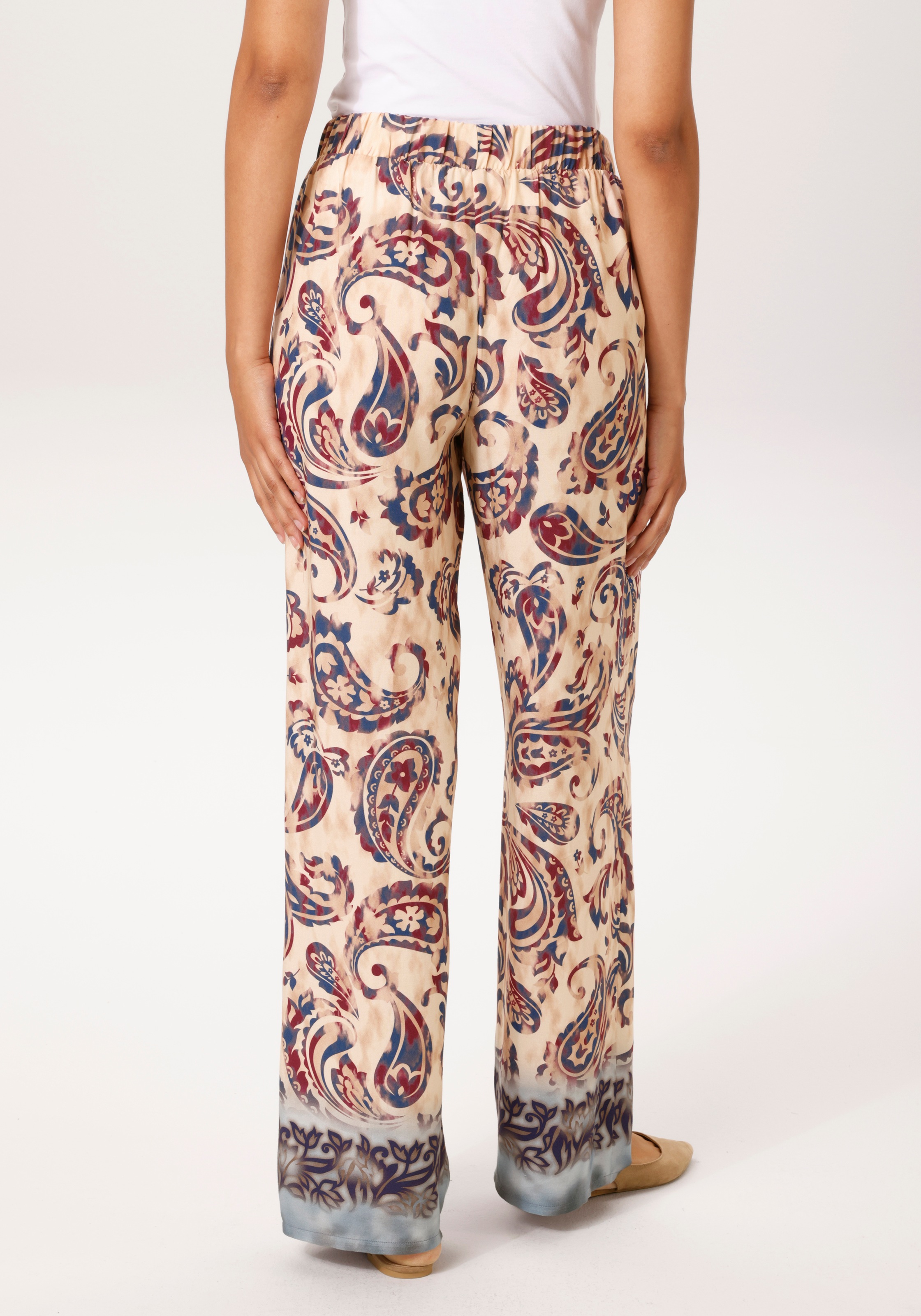 Aniston CASUAL Pantalon à enfiler  mit trendigem Paisley-Druck und Bordüre am Saum - NEUE KOLLEKTION