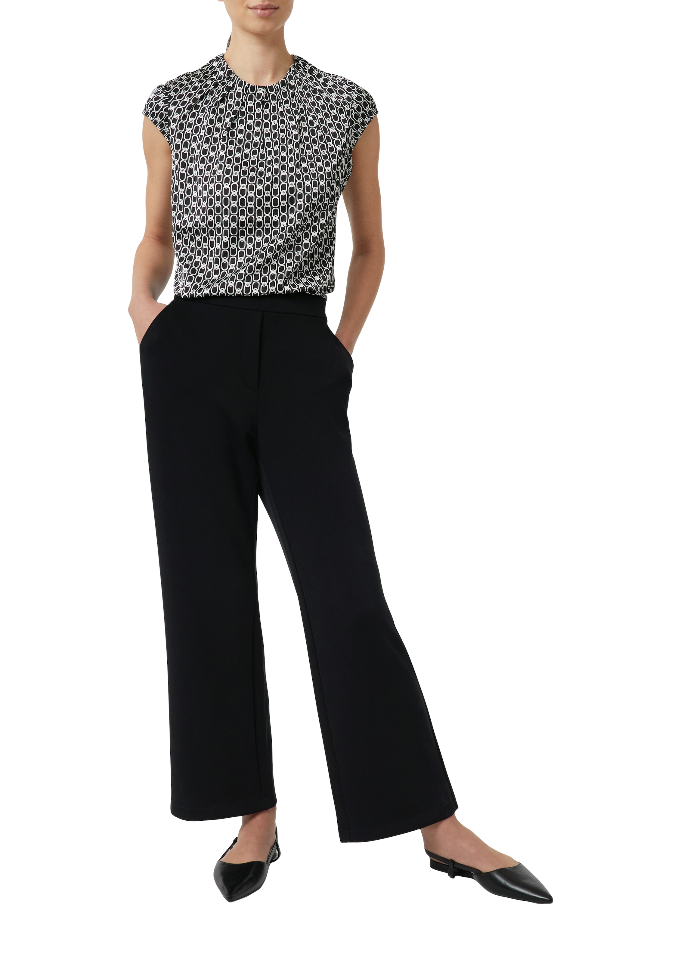 Comma Chemise en satin mit All-Over Print