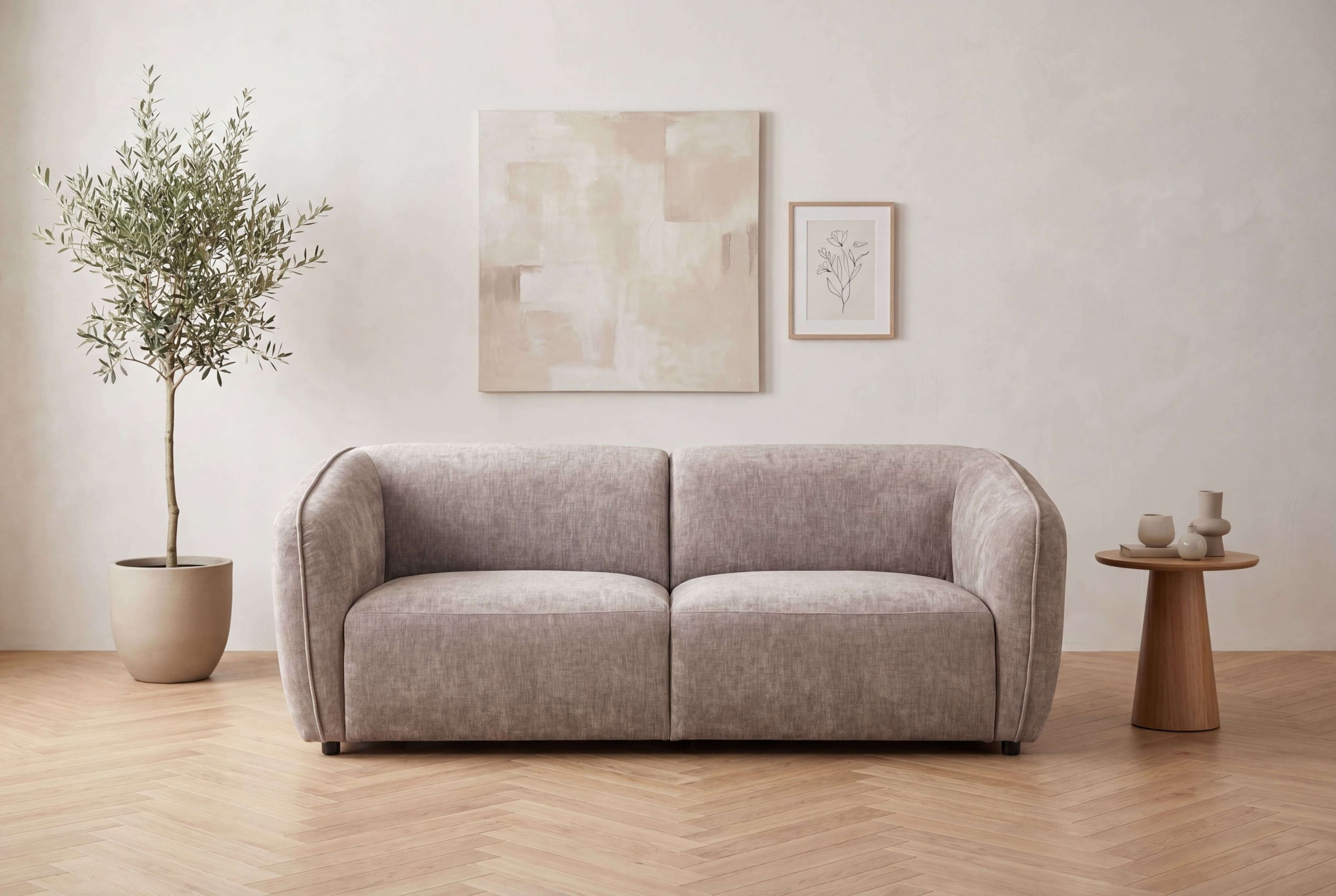 Home affaire 2,5-places »OSTRUP, Naturtöne, Boucle oder Chenille« largeur 201 cm, forme organique aux courbes douces
