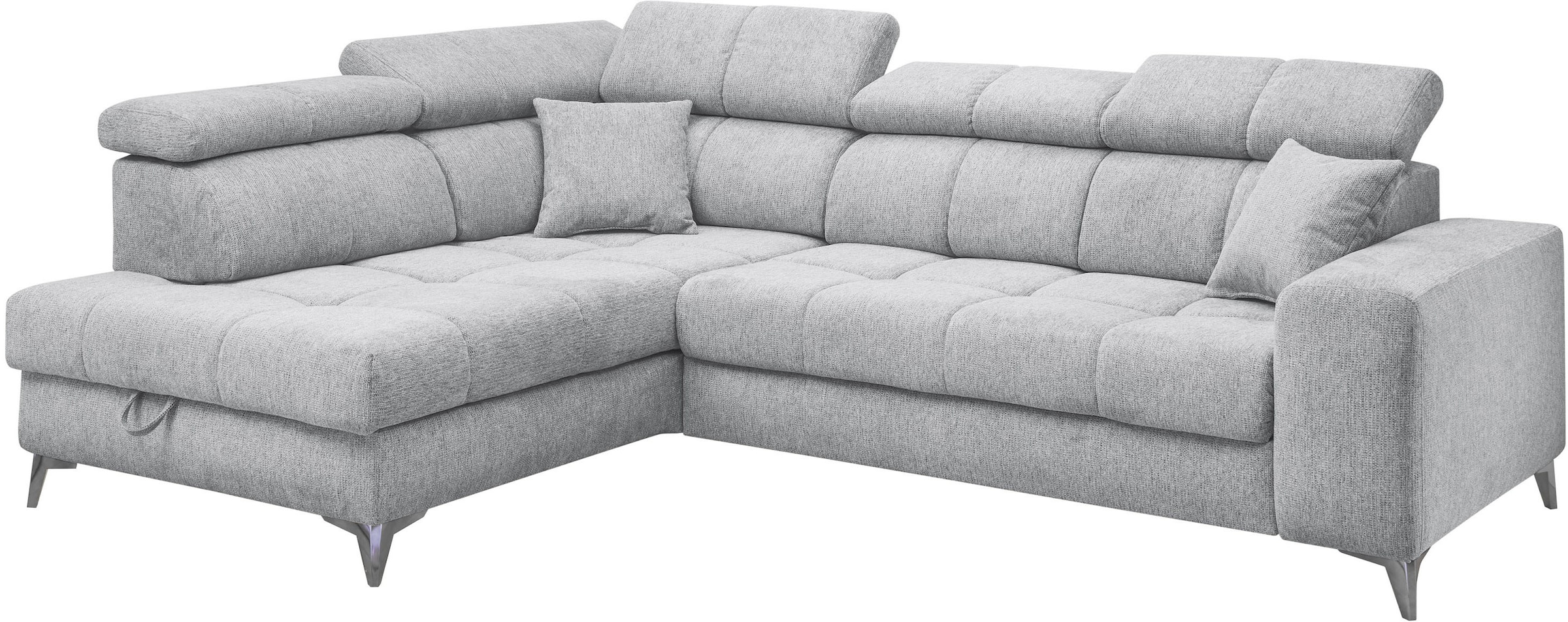 ED EXCITING DESIGN Canapé d'angle »Sydney L-Form« mit Bettfunktion, Bettkasten, Kopfteilverstellung & 2 Zierkissen