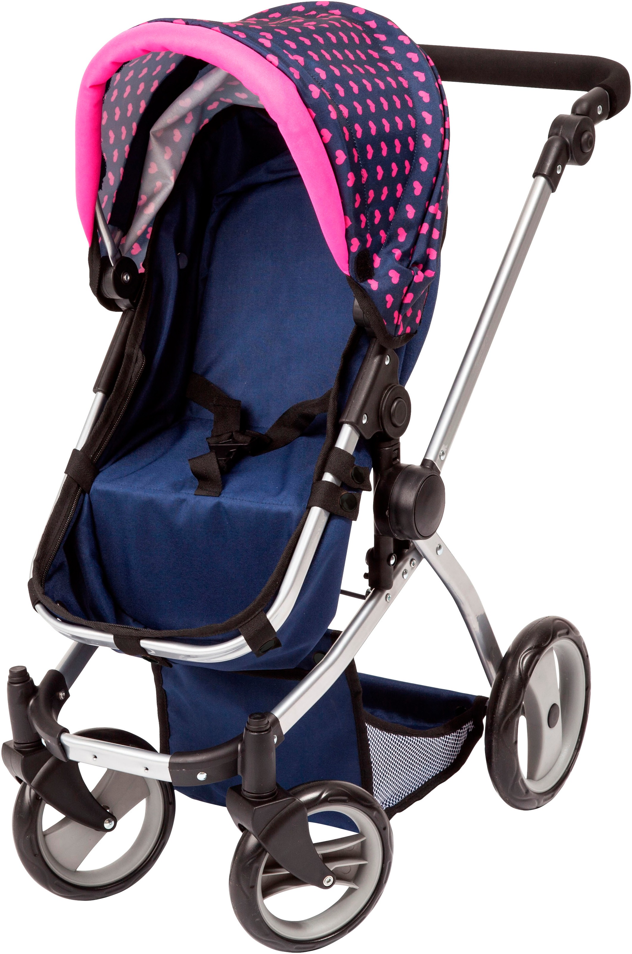 Bayer Poussette de poupée »Mega, blau« mit Reisebett, Schlafsack, Puppentrage, Wickeltasche und Zubehör