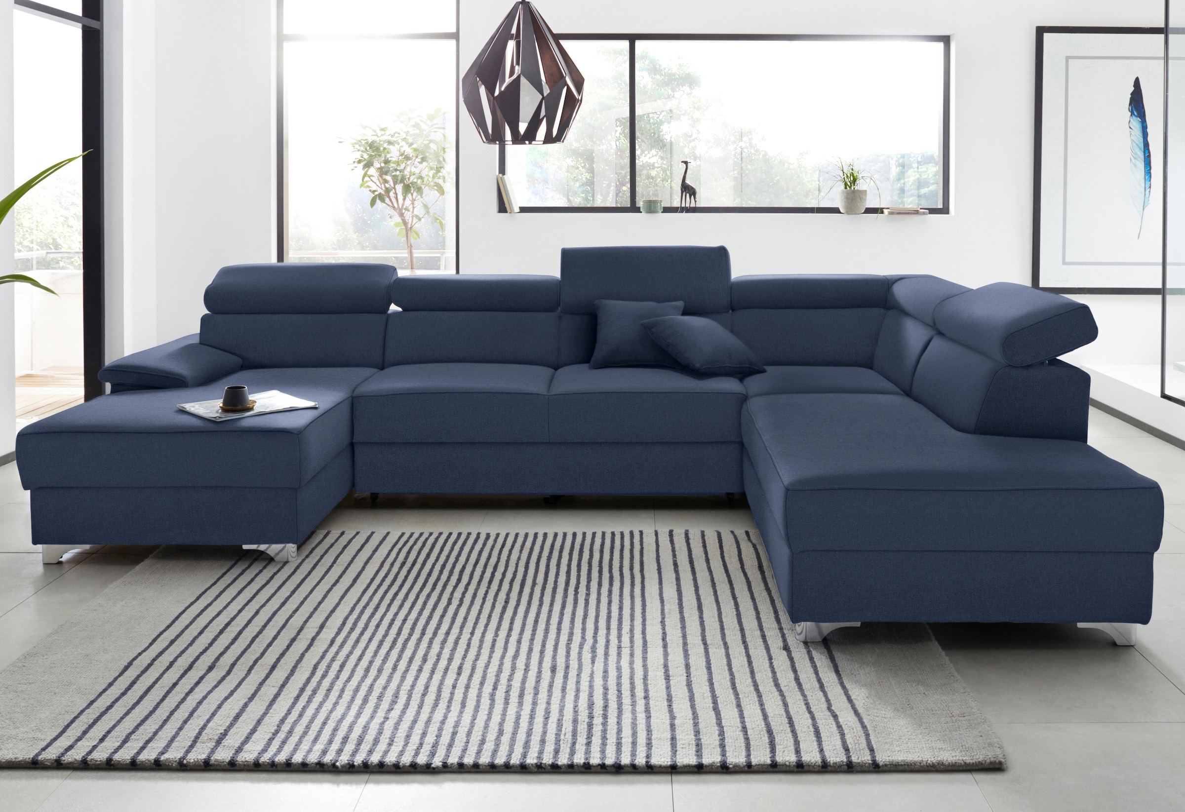 DOMO collection Paysage de salon »Mira, inklusive Kopfteilverstellung für mehr Wohlfühlkomfort, U-Form« au choix avec fonction lit et coffre, élégant et moderne