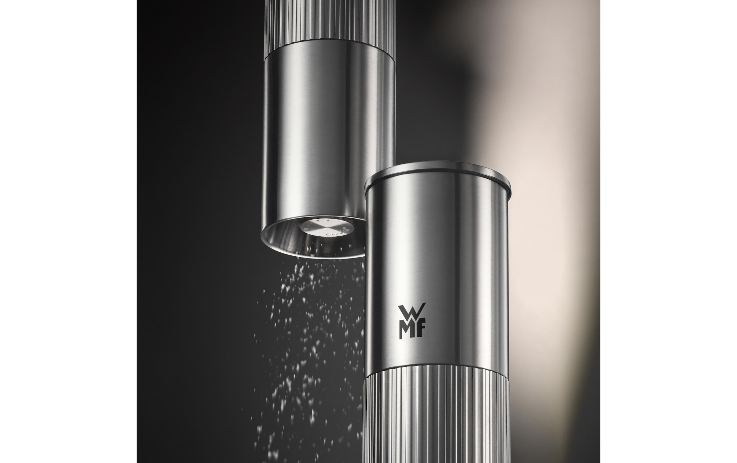 WMF Moulin à épices »Signature Pro, aus Edelstahl« Keramikmahlwerk, einstellbarer Mahlgrad, magnetischer Deckel