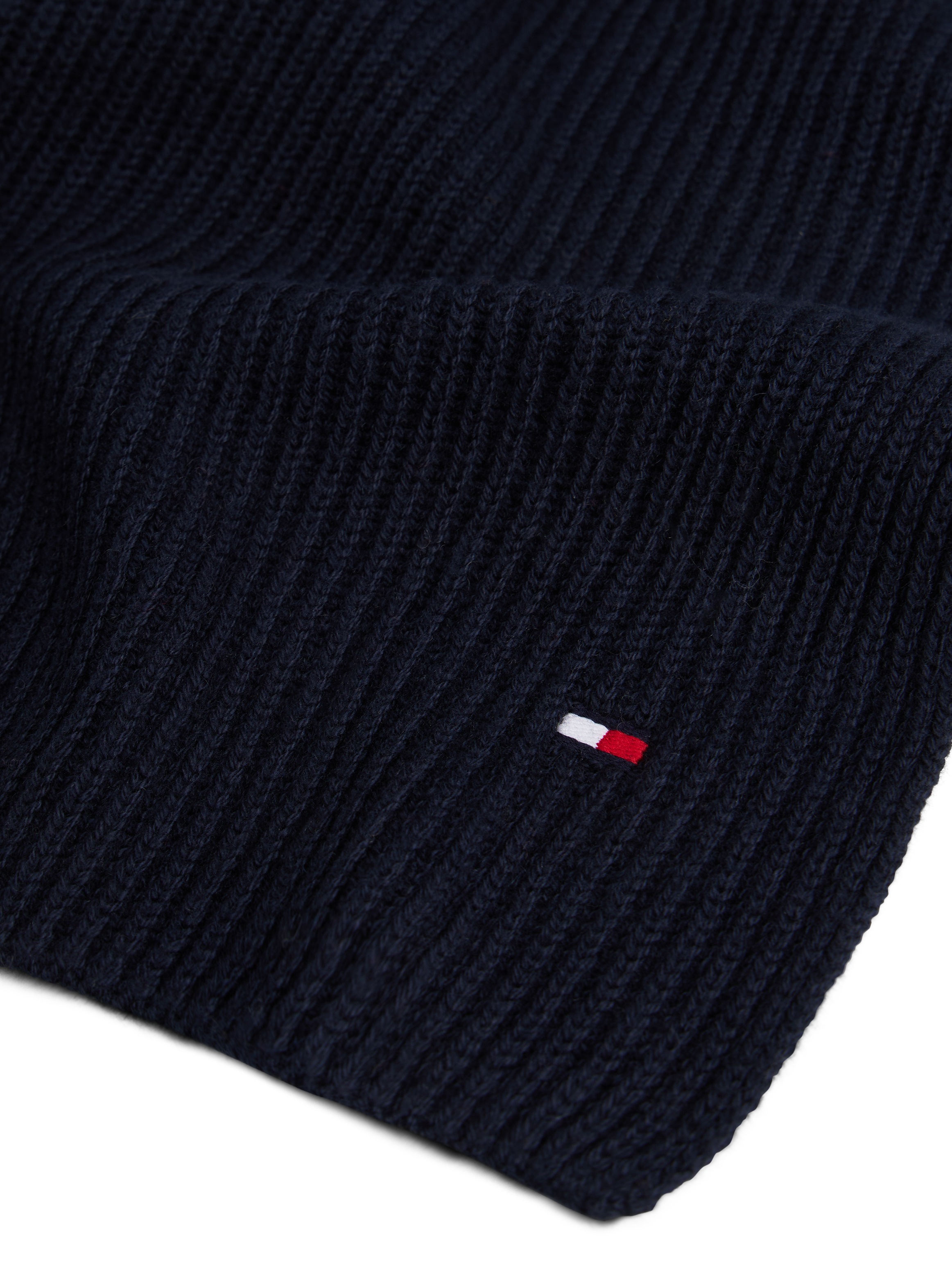 Tommy Hilfiger Écharpe tricotée »TH FLAG PIMA COTTON CASH SCARF« avec broderie logo, avec une part de cachemire Unisexe
