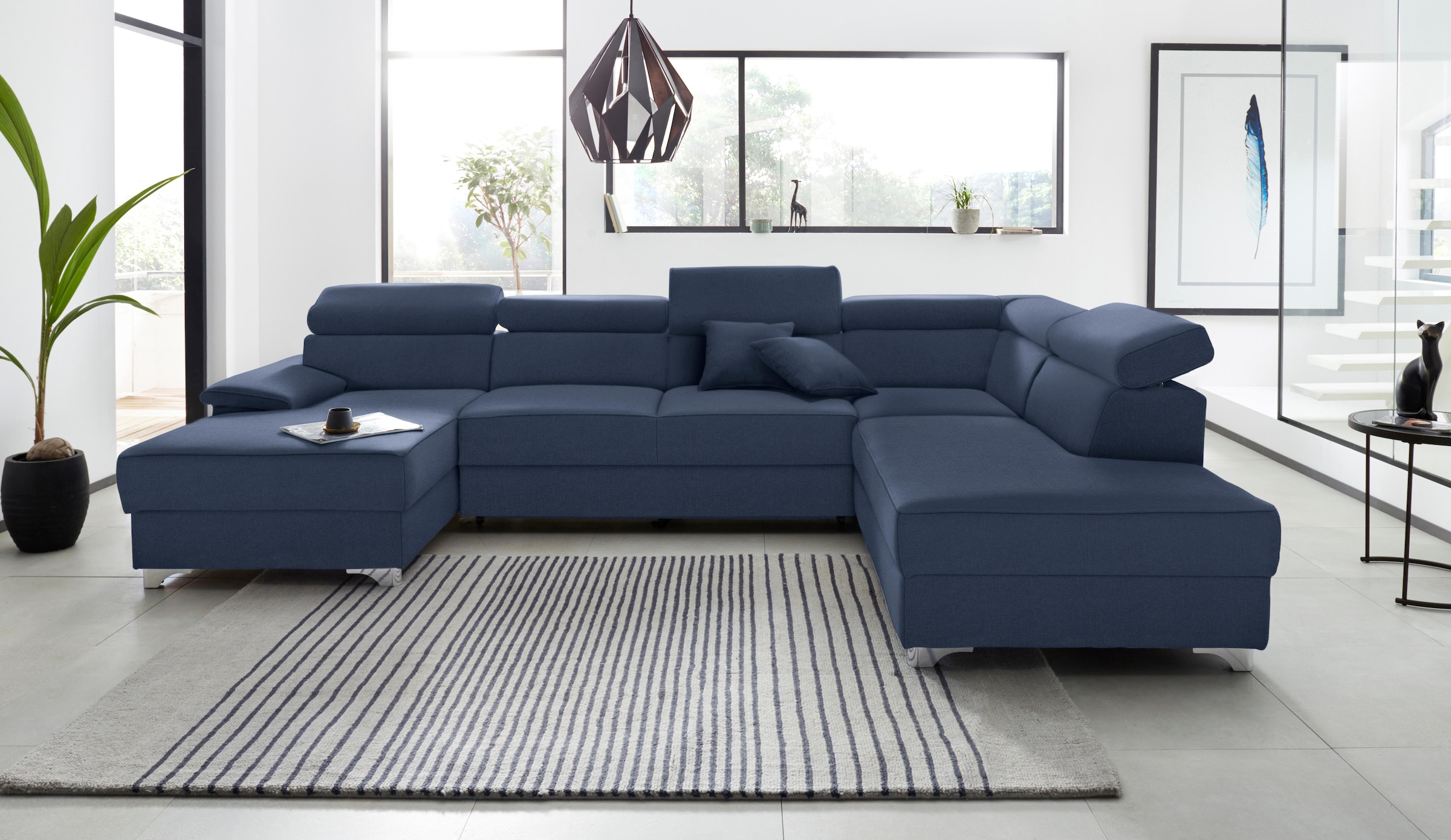 DOMO collection Paysage de salon »Mira, inklusive Kopfteilverstellung für mehr Wohlfühlkomfort, U-Form« au choix avec fonction lit et coffre, élégant et moderne